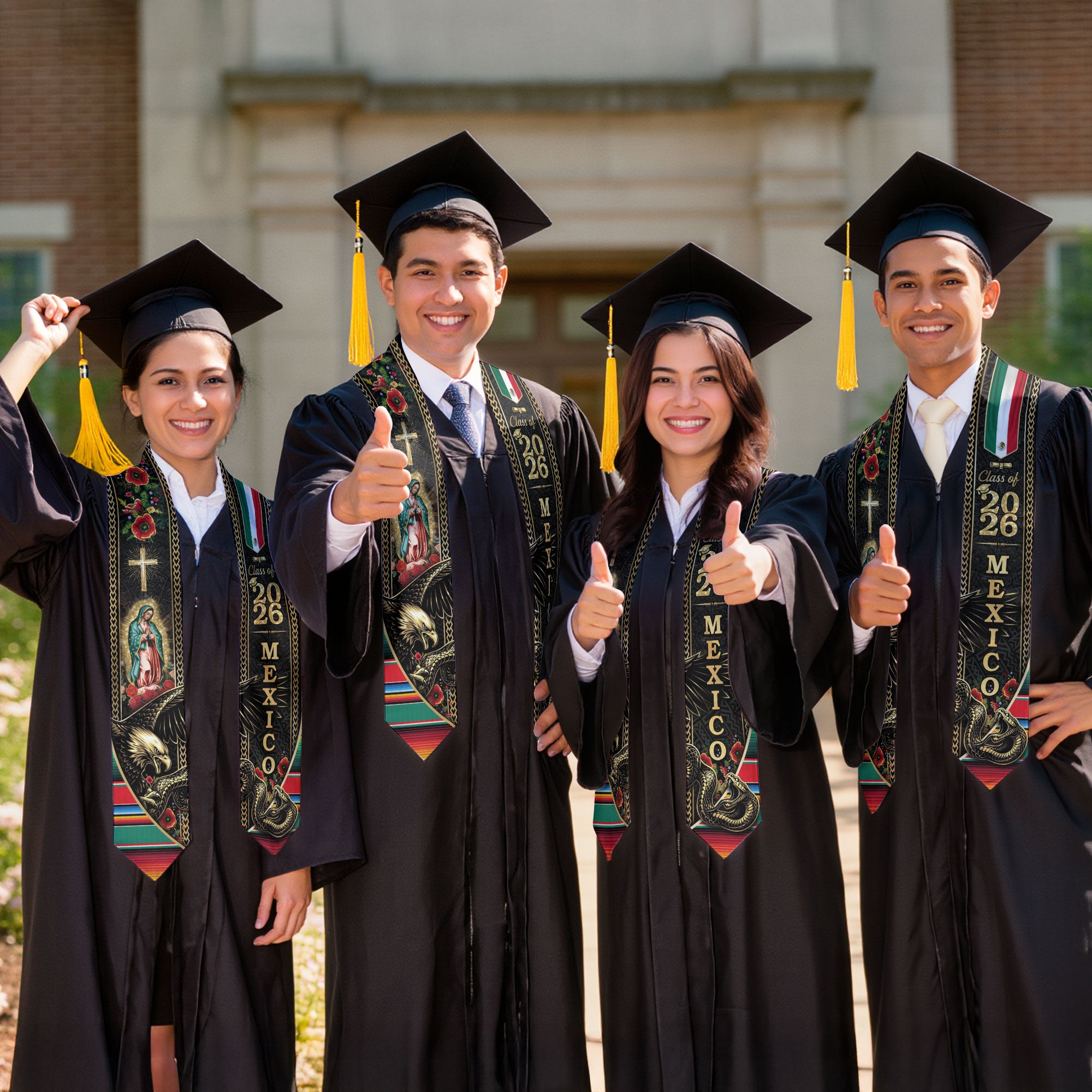 Class of 2026 Graduation Stole Mexico Eagle Guadalupe Hispanic Sash Cultural Gift