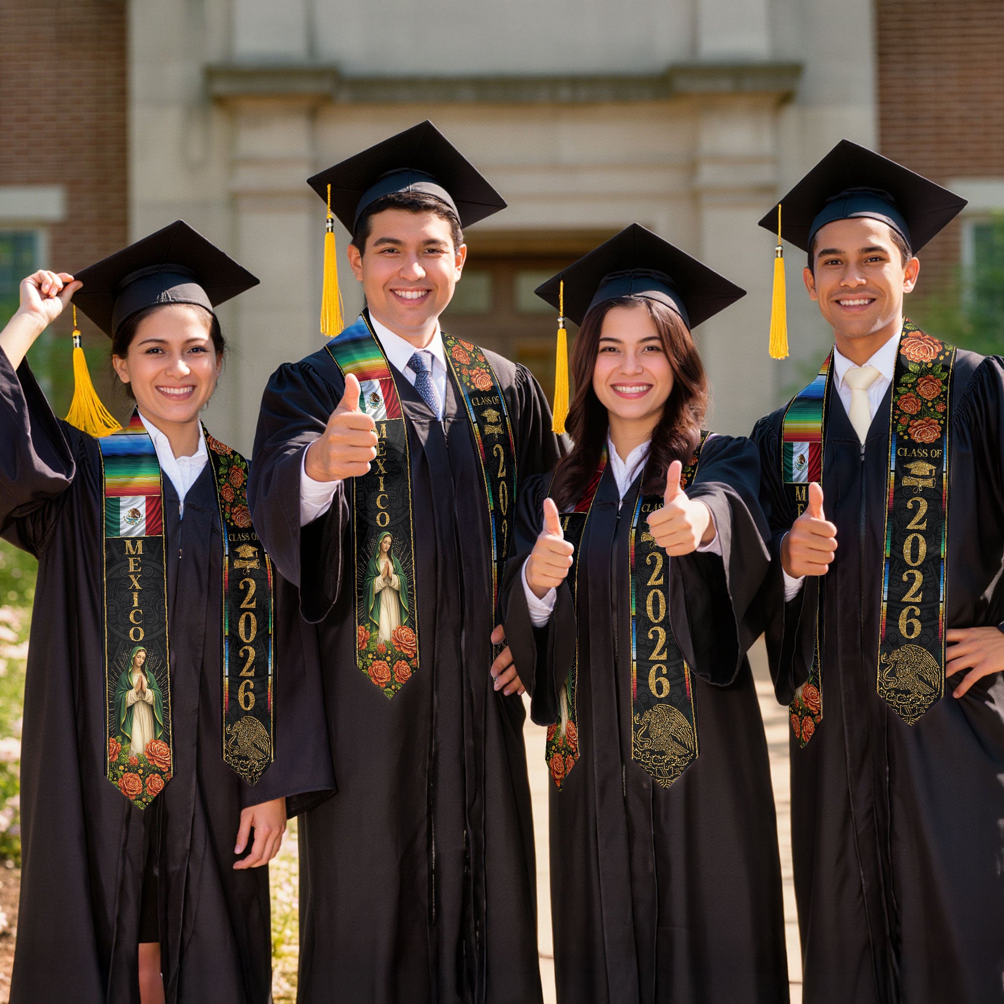 Class of 2026 Mexican Graduation Stole Mexican American Flag Sash for Graduation