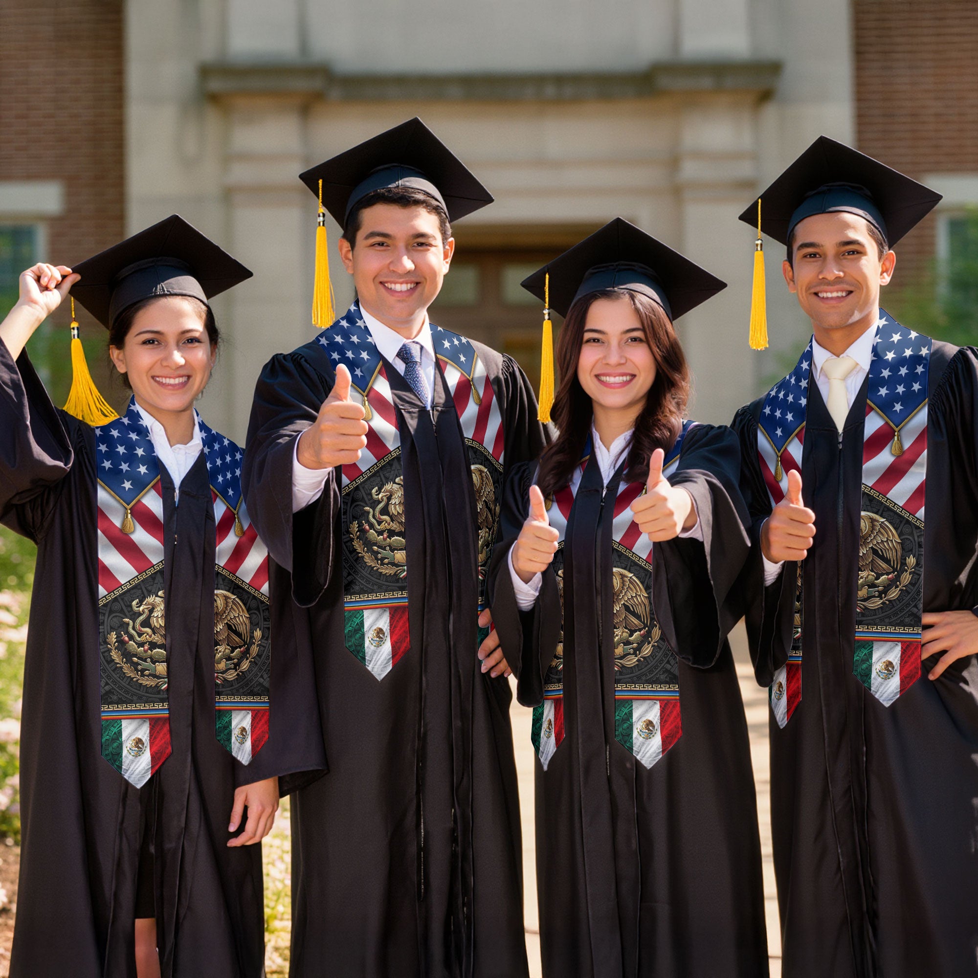 Mexican American Graduation Stole - Aztec Eagle Heritage Sash Gift