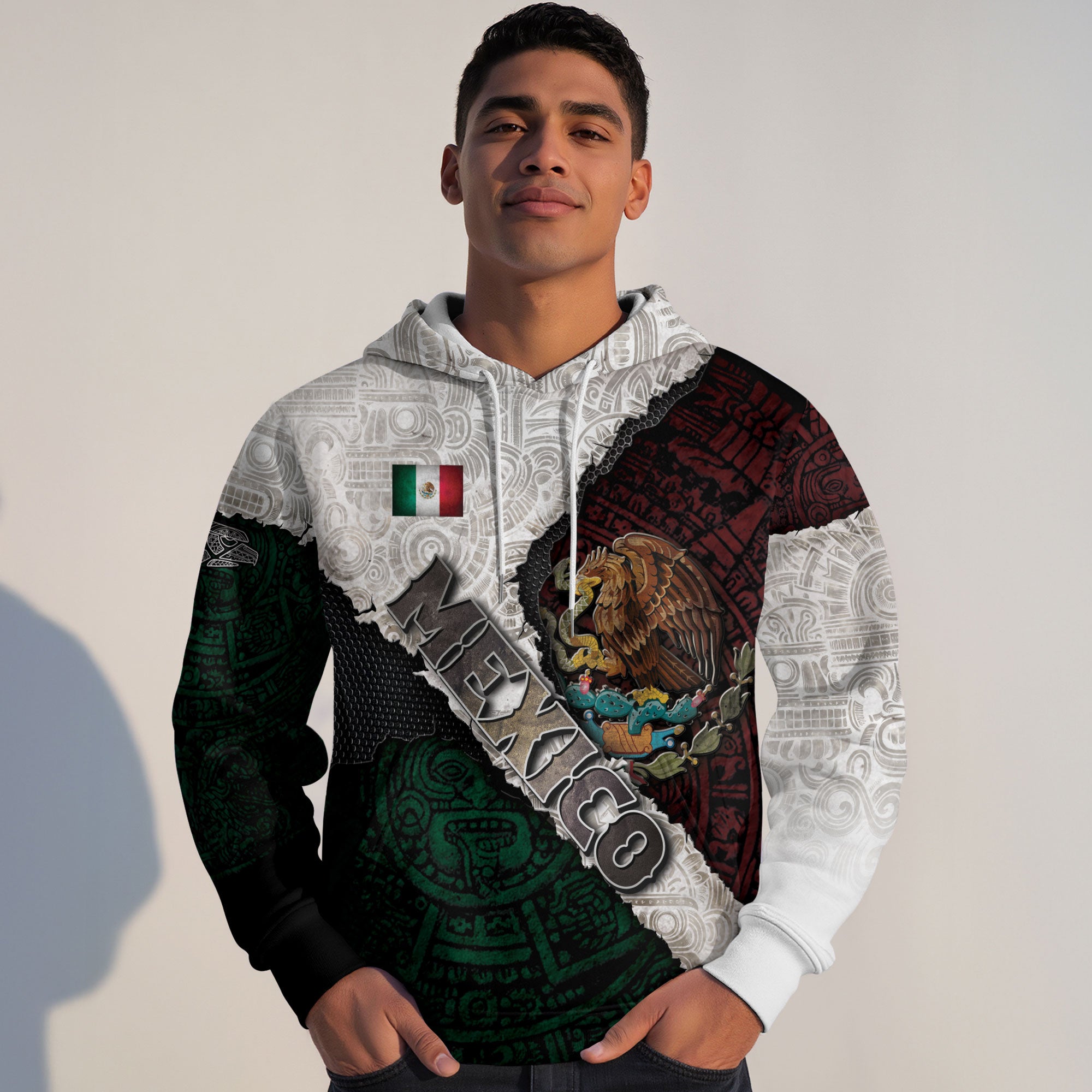 Mexico Flag Eagle Aztec Heritage Pride Warrior Legacy Culture Hoodie