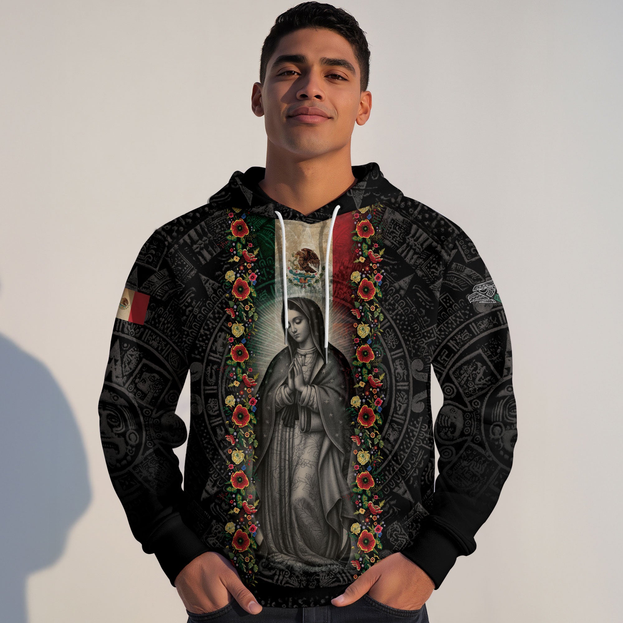 Virgin of Guadalupe Mexican Flag Aztec Faith Heritage Hoodie