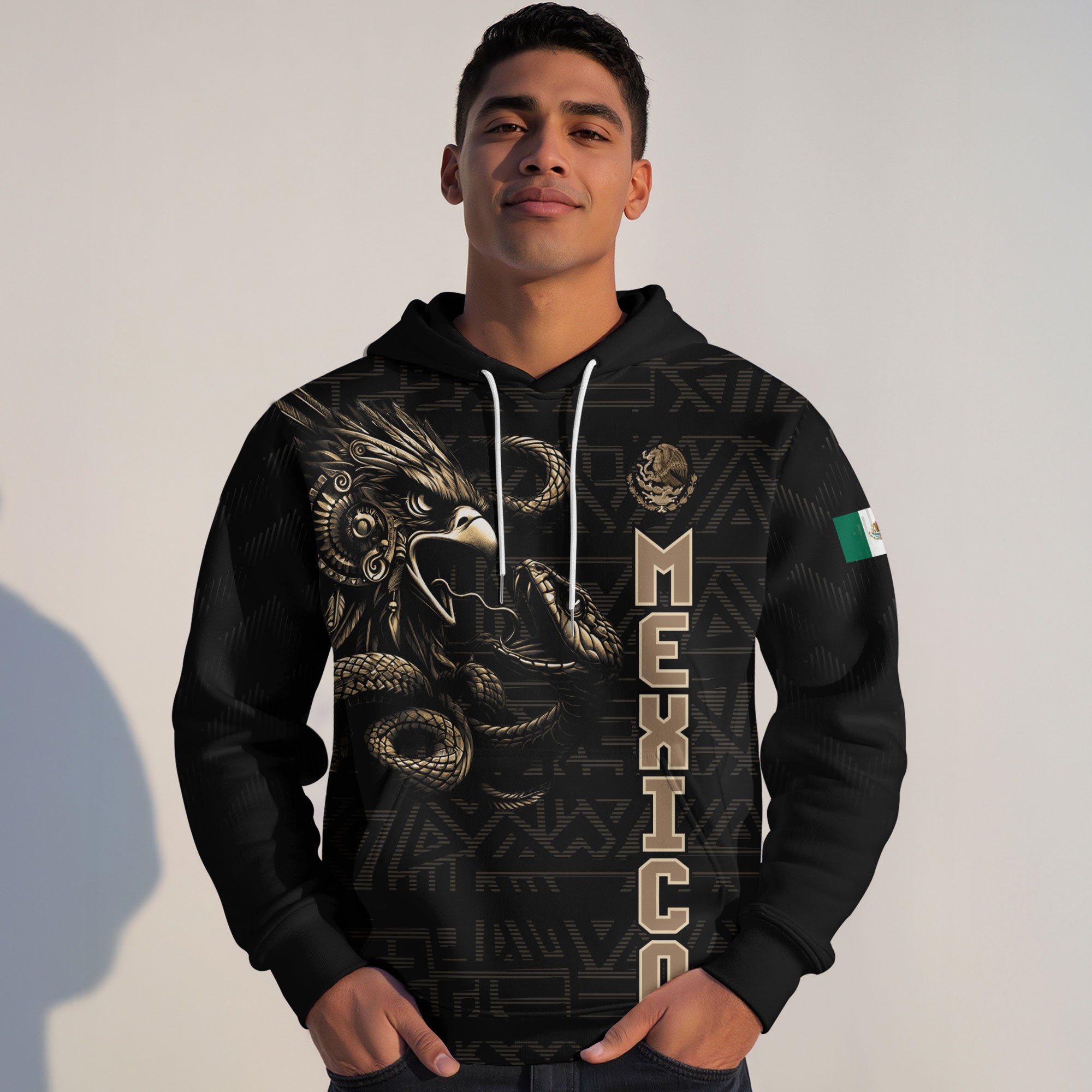 Mexican Aztec Eagle Snake National Flag Heritage Mens Sudadera De Mexico Hoodie