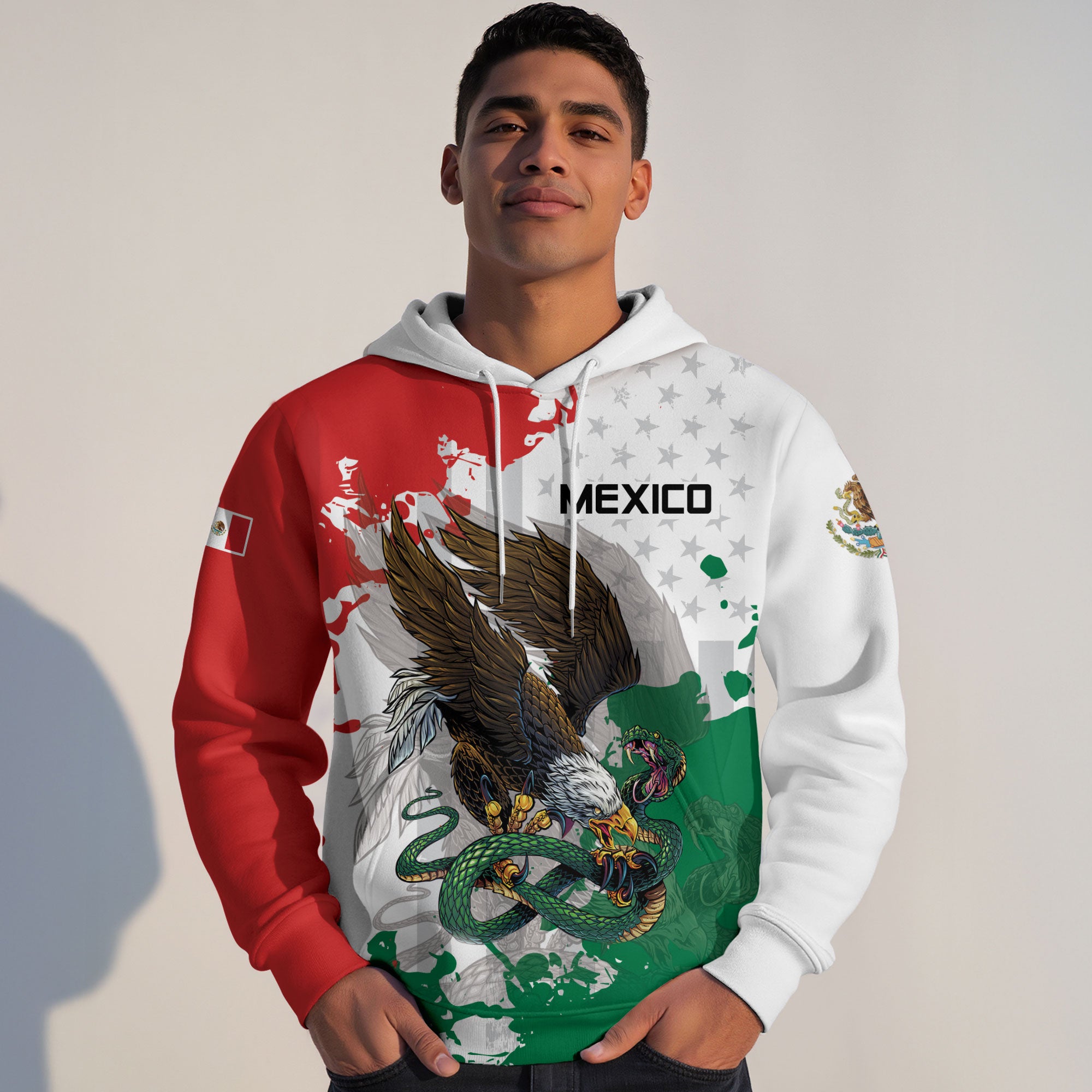 Mexican Eagle Snake Streetwear National Flag Heritage Mens Sudadera Hoodie