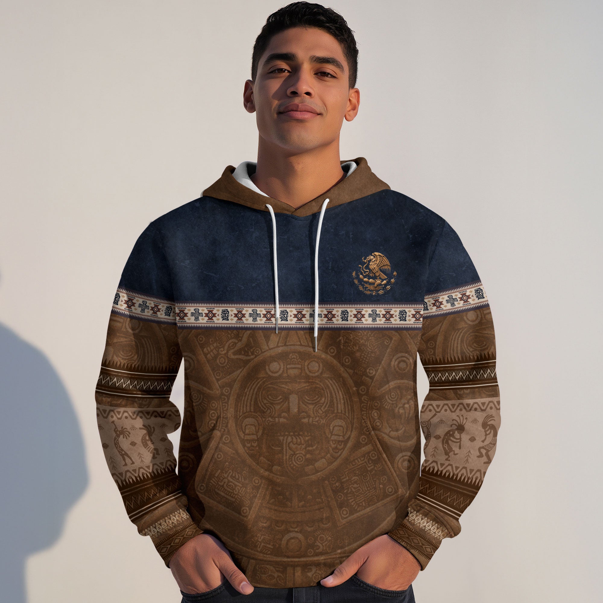 Aztec Mexican Tribal Heritage Symbol Graphic Art Design Mens Hoodie
