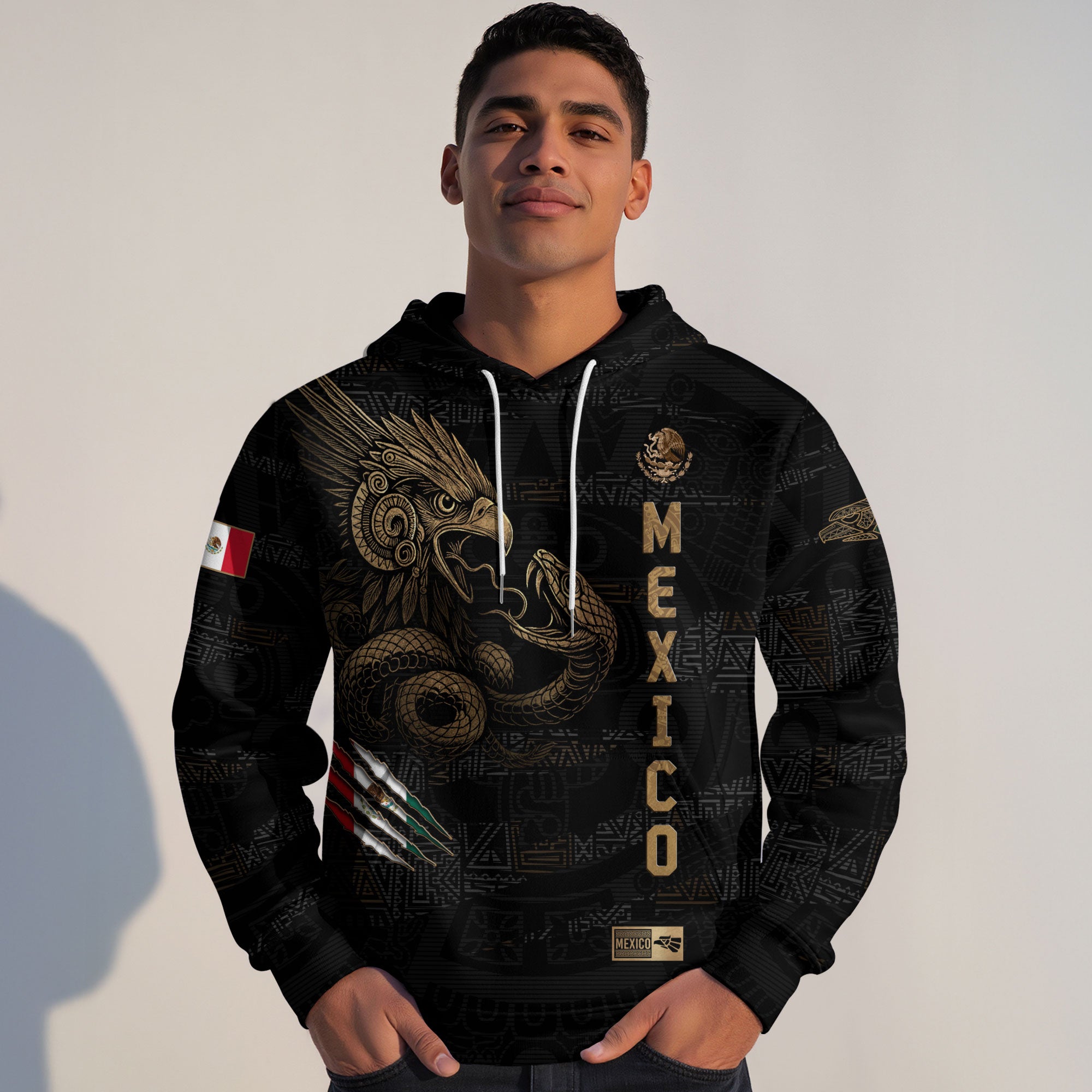 Mexican Gold Eagle Snake National Seal Heritage Mens Sudadera De Mexico Hoodie