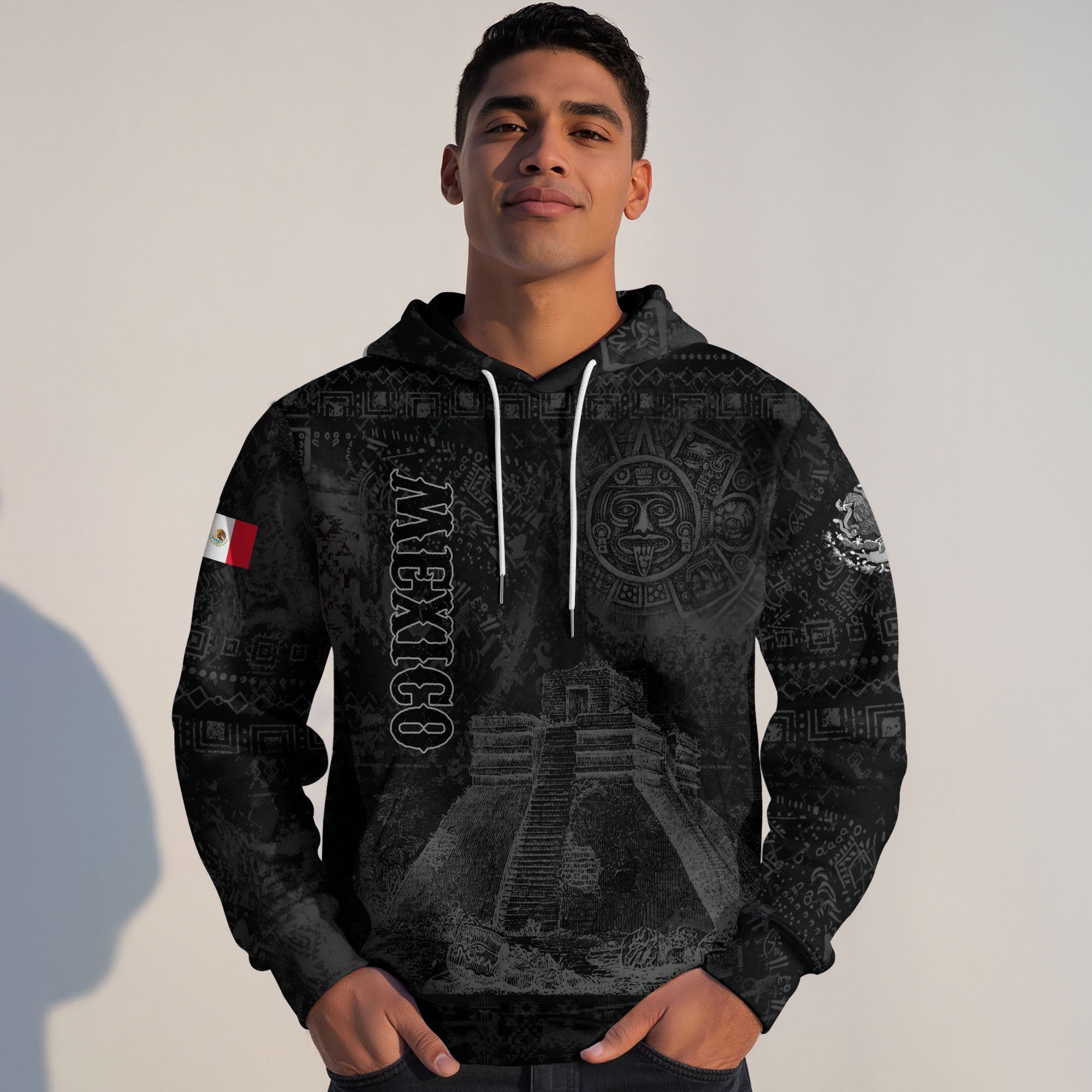 Mexican Aztec Pyramid Ancient Calendar Heritage Mens Sudadera De Mexico Hoodie