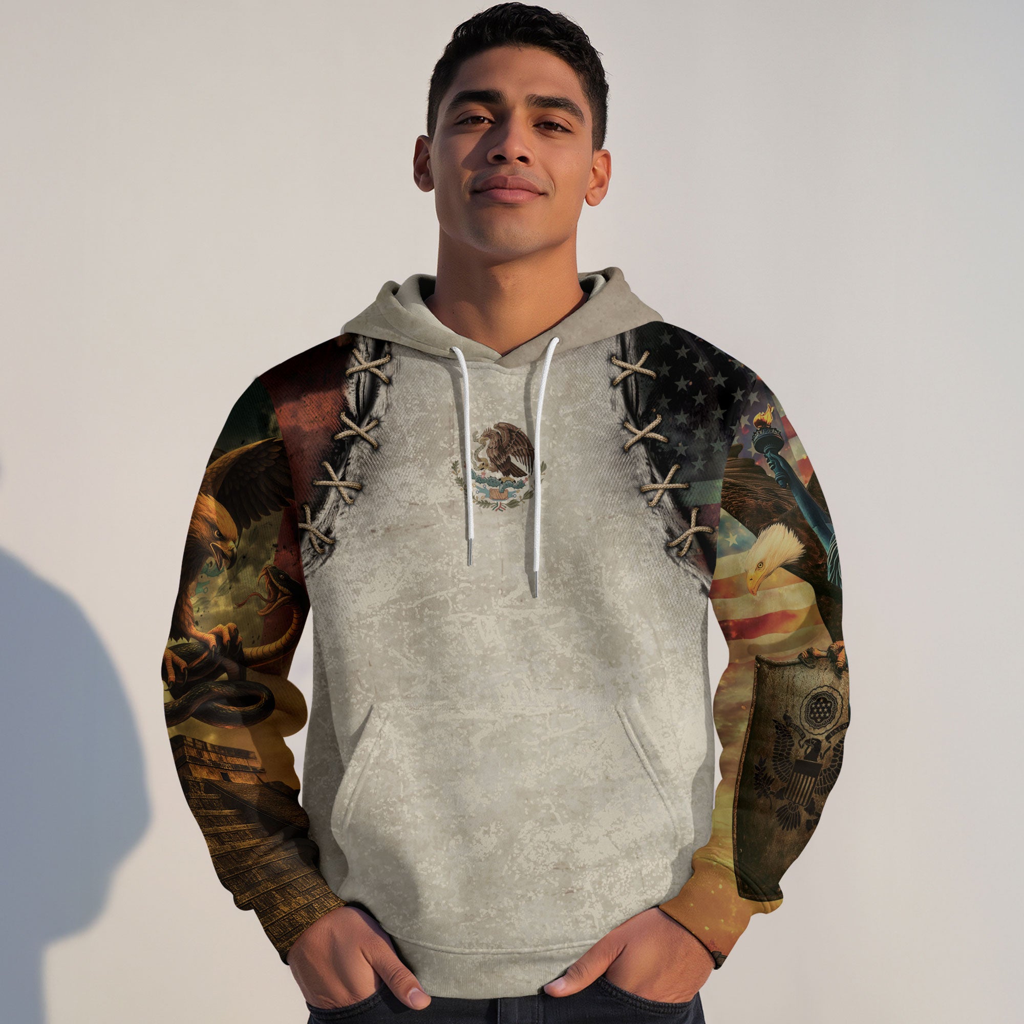 Mexican Eagle Snake Flag Claw Marks Heritage Mens Sudadera De Mexico Hoodie
