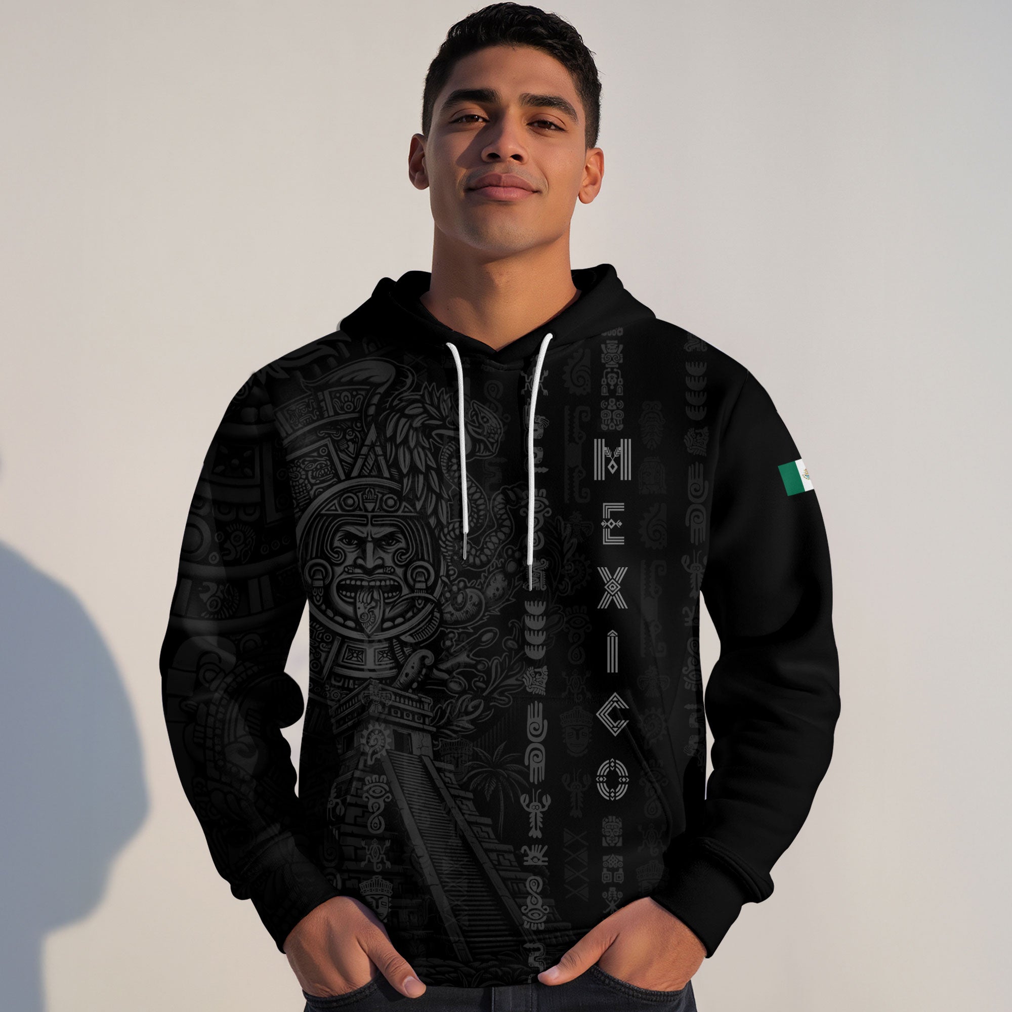 Mexican Aztec Calendar Pyramid Tribal Mens Sudadera De Mexico Heritage Hoodie