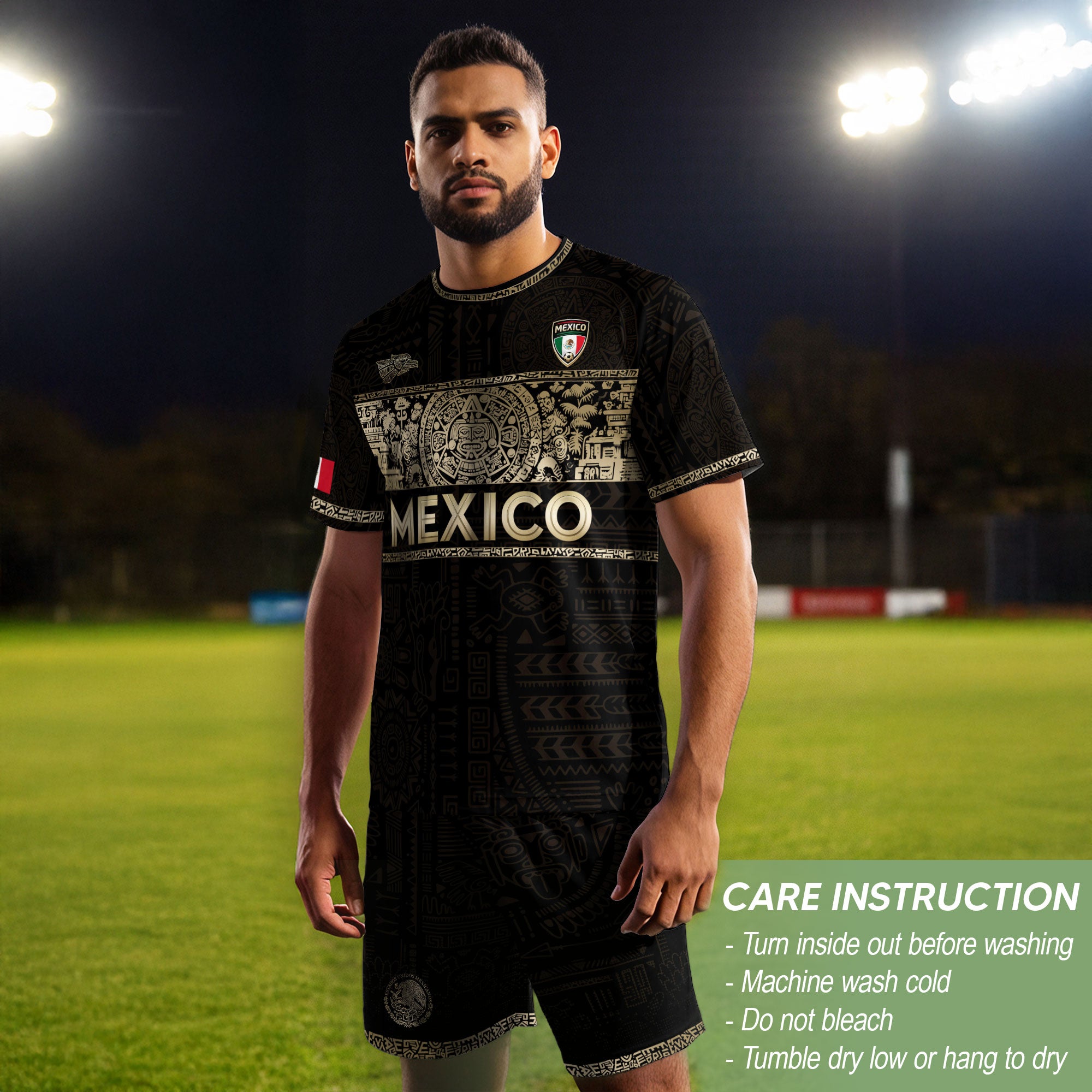 Mexico National Pride Soccer Jersey Black Gold, Cultural Identity Collection