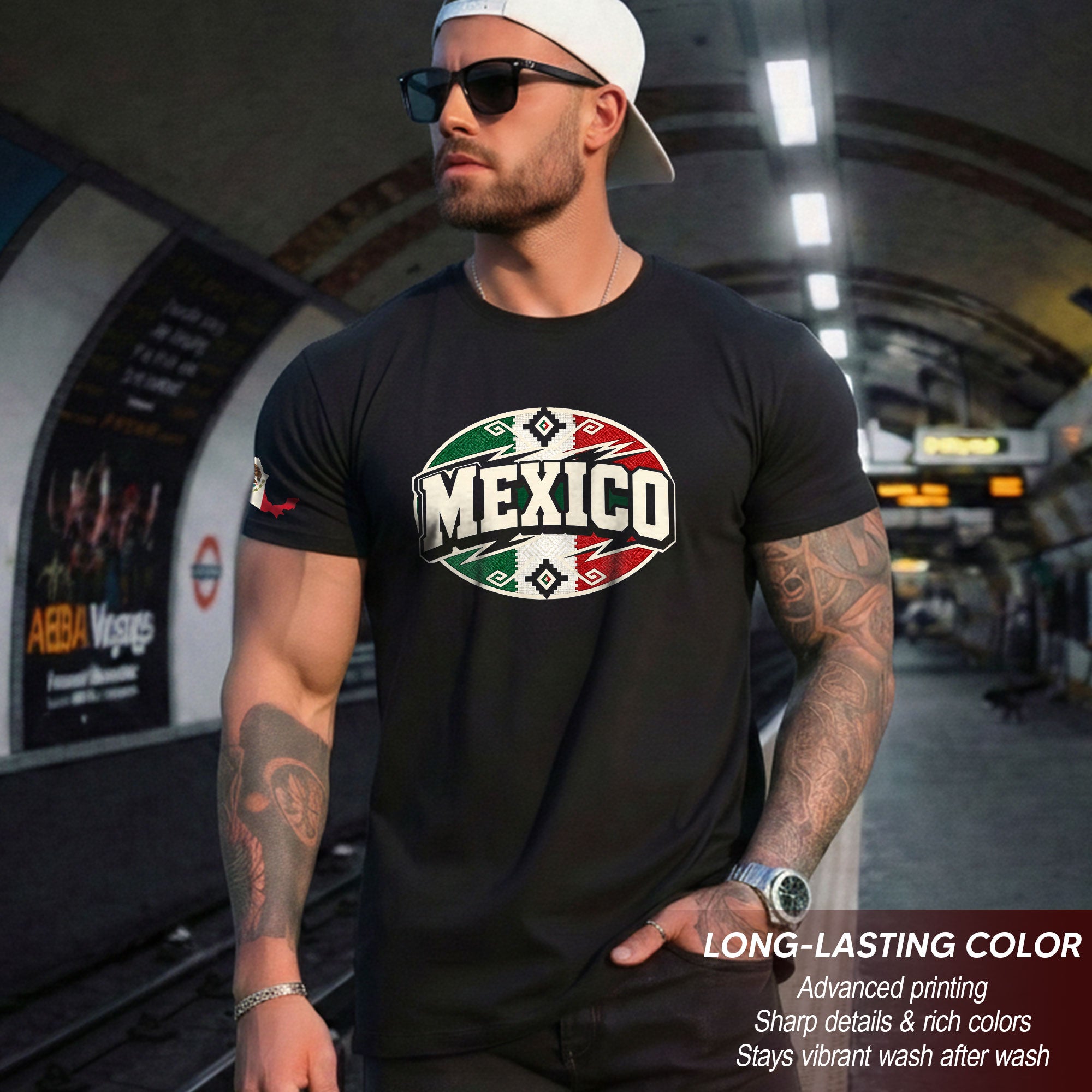 Mexico Graphic T-Shirt Cultural Flag Print Design Casual Short Sleeve Cotton Apparel