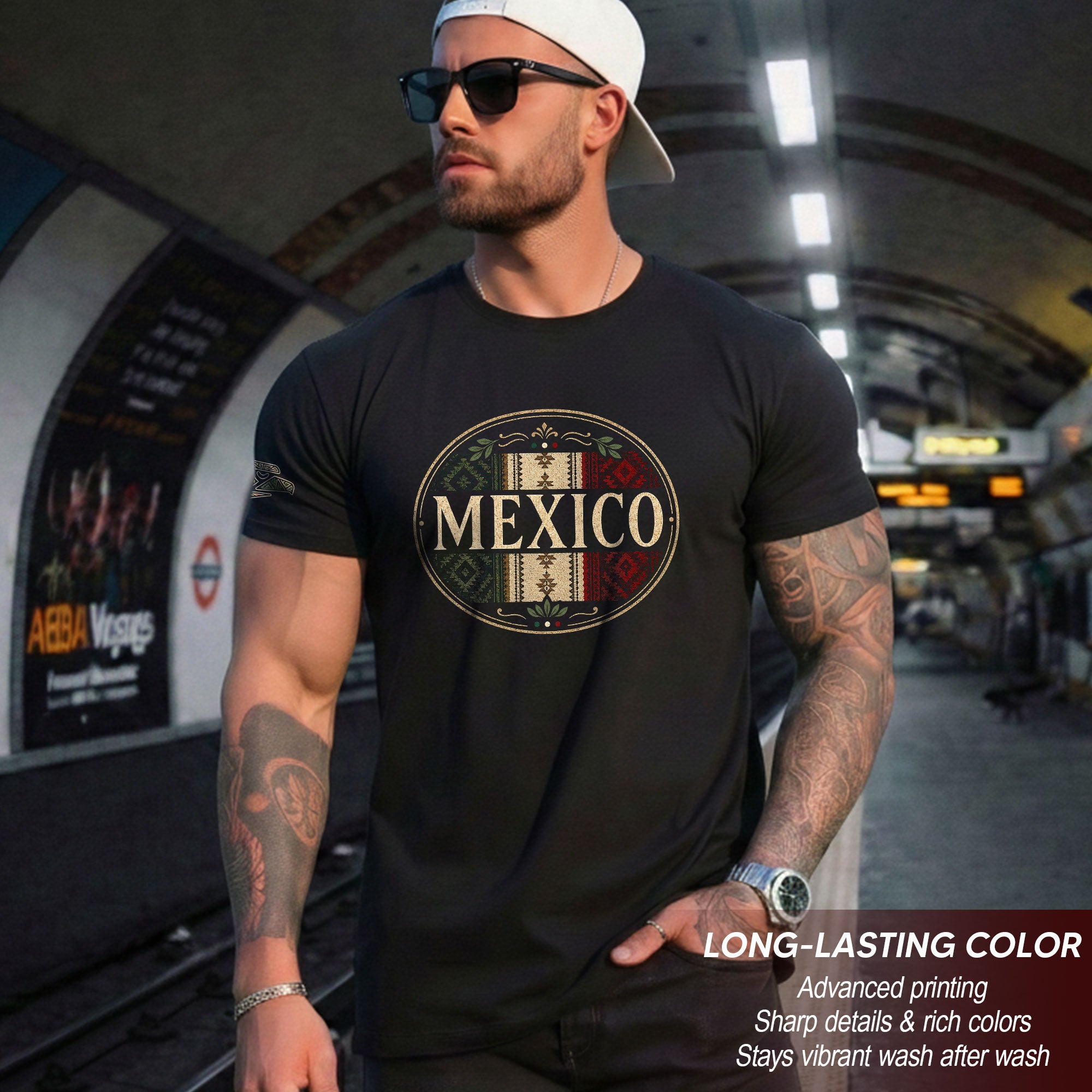 Mexico Graphic T-Shirt Vintage Cultural Pattern Design Casual Cotton Short Sleeve Apparel
