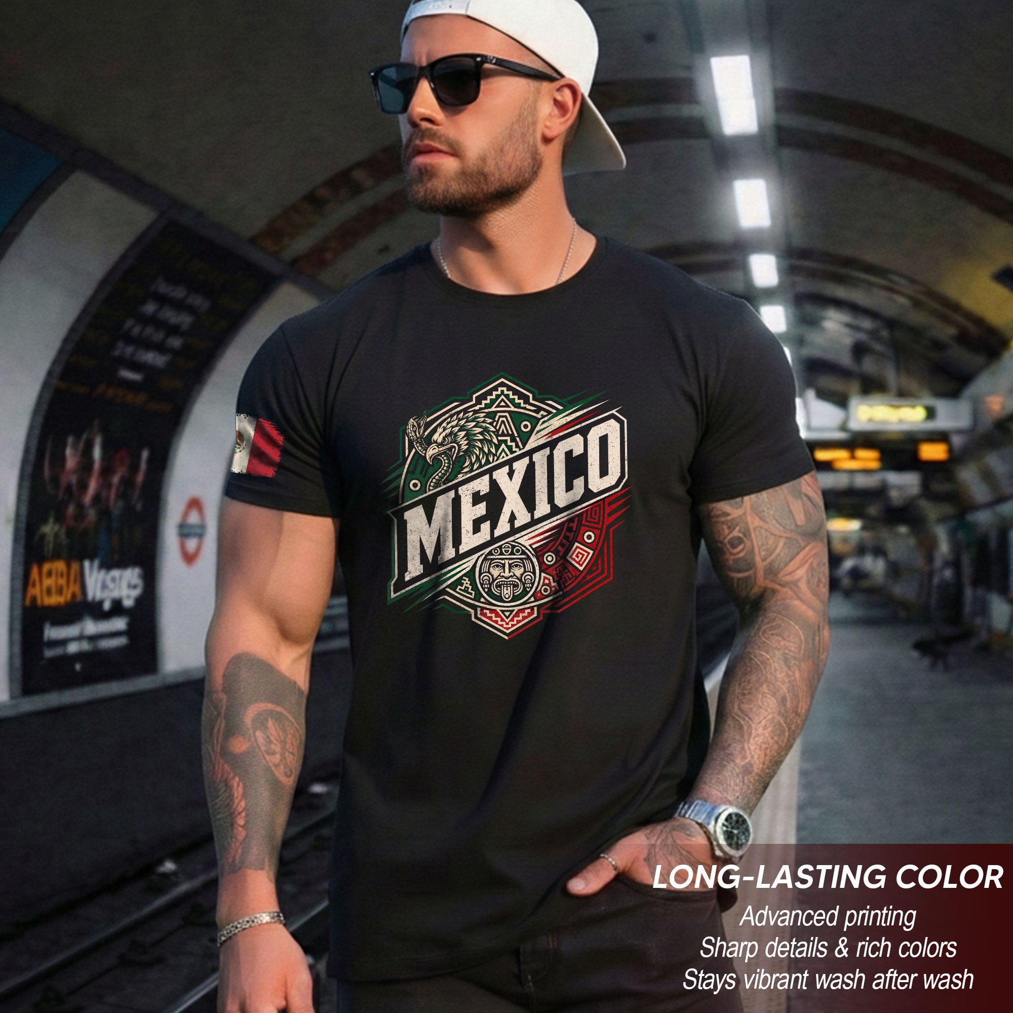 Mexico Aztec Eagle Graphic T-Shirt Cultural Heritage Design Casual Cotton Short Sleeve Tee