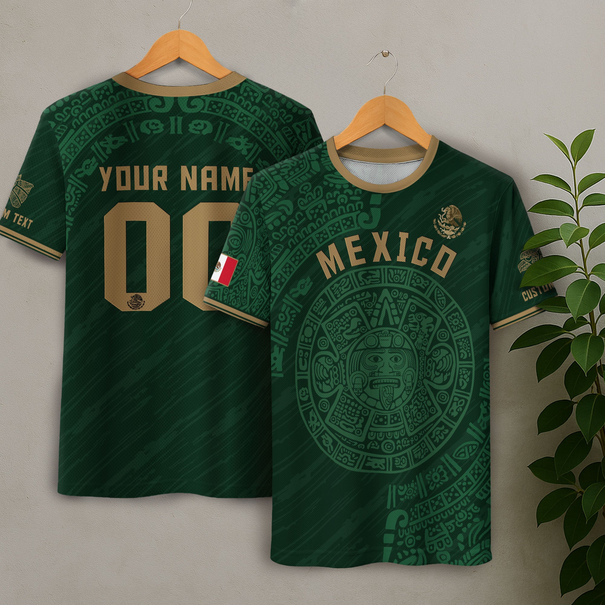 Mexico Custom Soccer Jersey – Aztec Calendar Green Edition