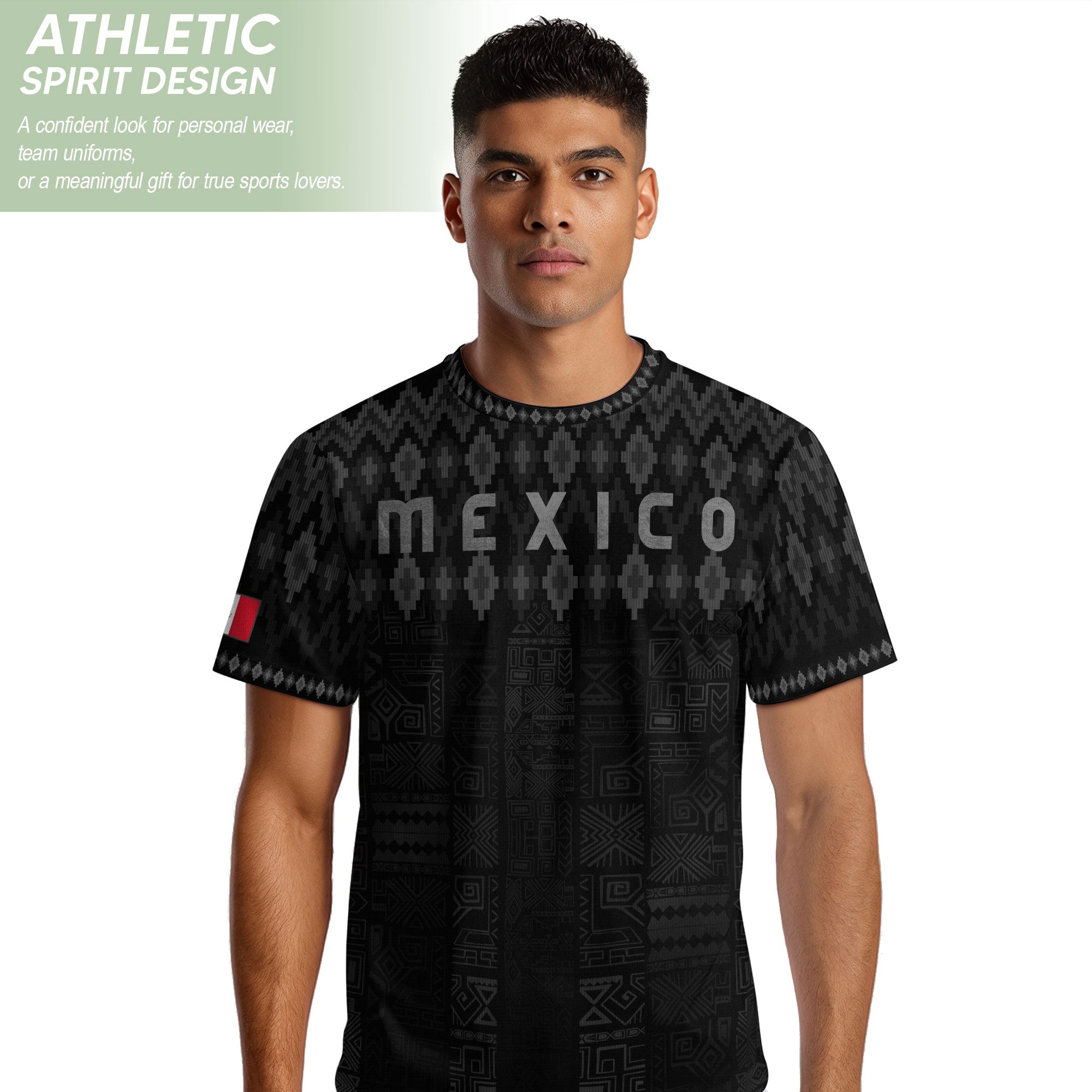 Mexico Heritage Orgullo Mexicano Black Silver Traditional Pattern Eagle Soccer Jersey