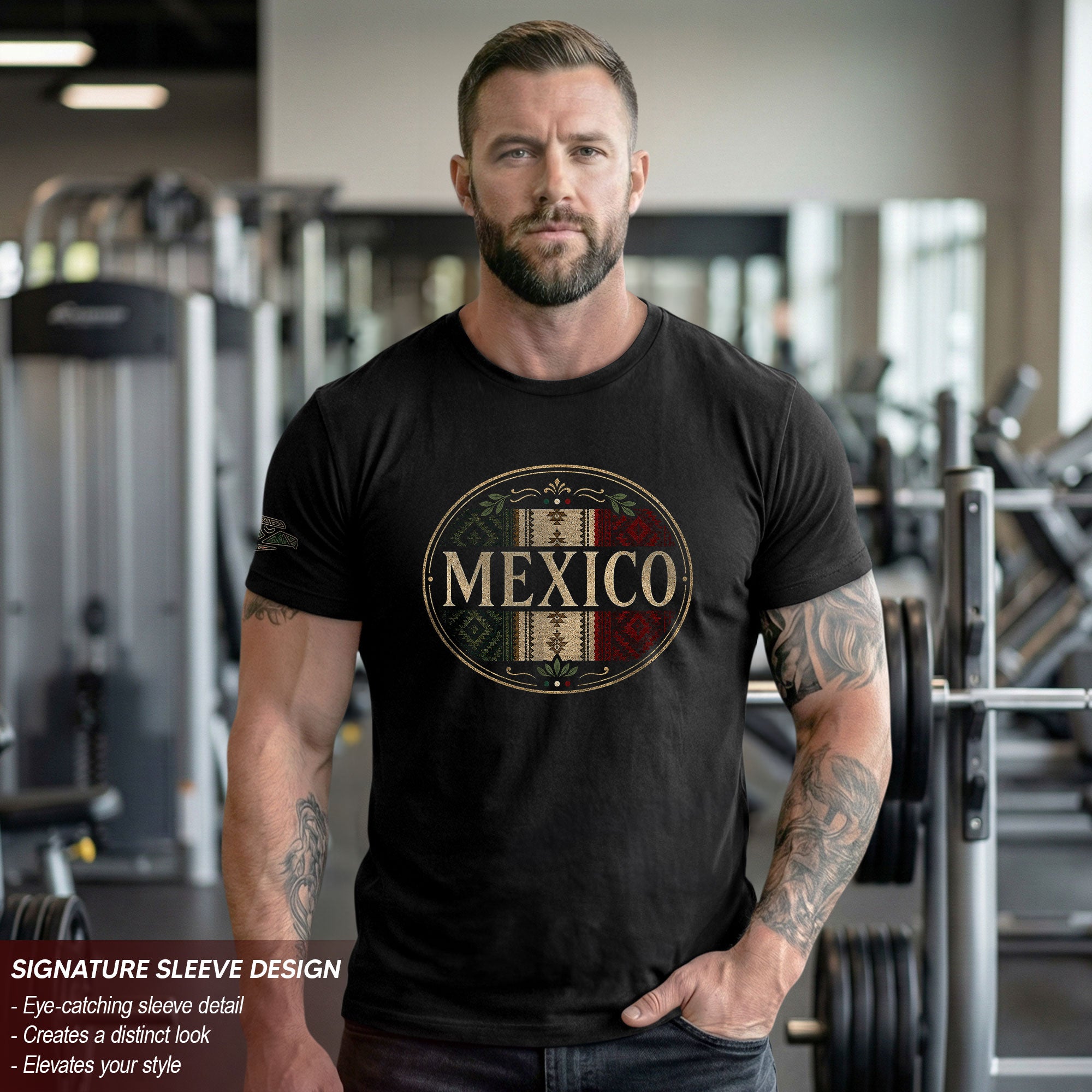 Mexico Graphic T-Shirt Vintage Cultural Pattern Design Casual Cotton Short Sleeve Apparel