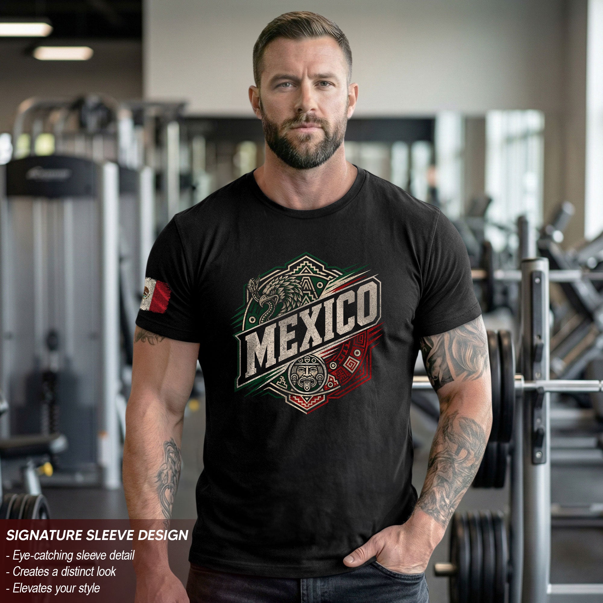 Mexico Aztec Eagle Graphic T-Shirt Cultural Heritage Design Casual Cotton Short Sleeve Tee