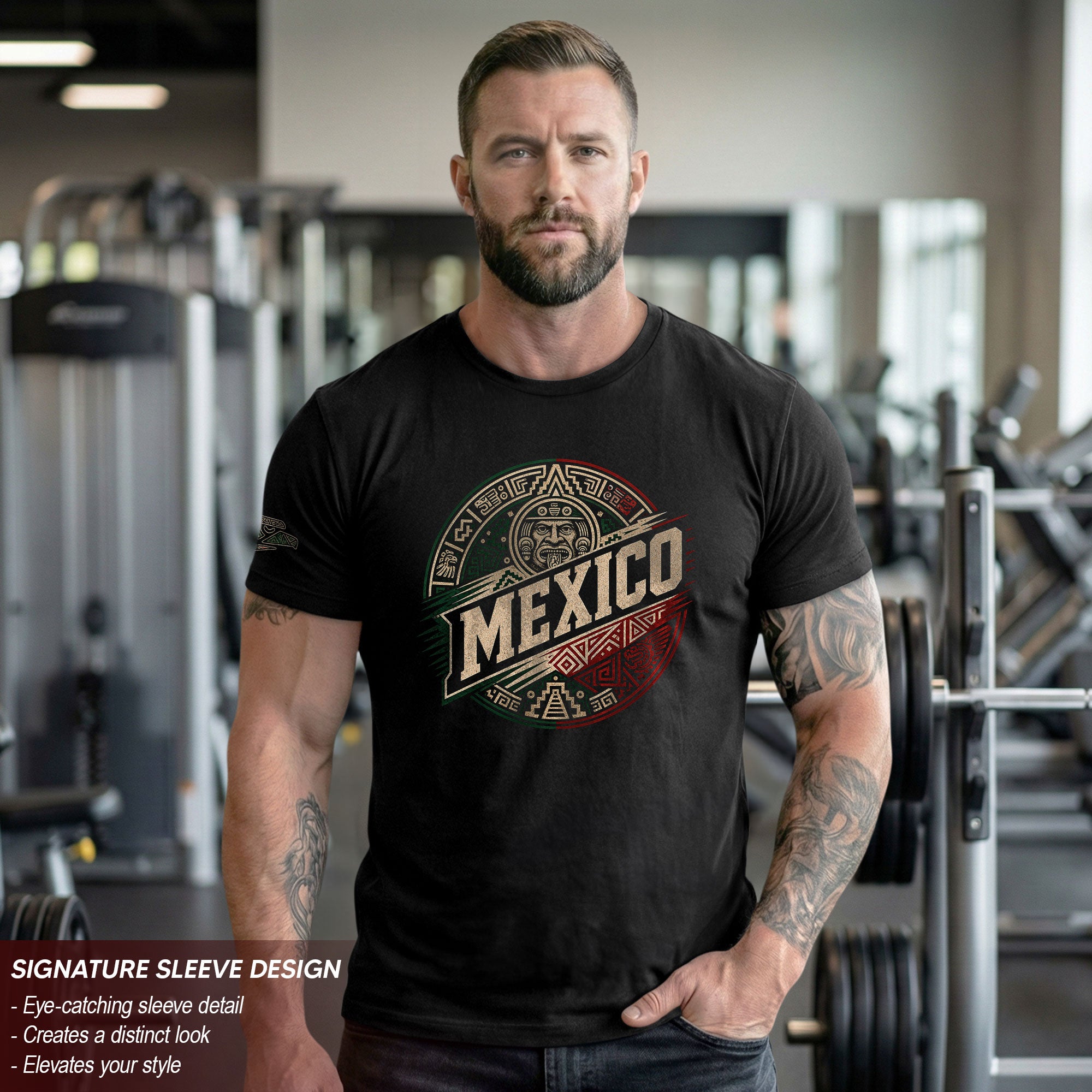 Mexico Ancient Culture Graphic T-Shirt Aztec Inspired Design Casual Cotton Short Sleeve Tee