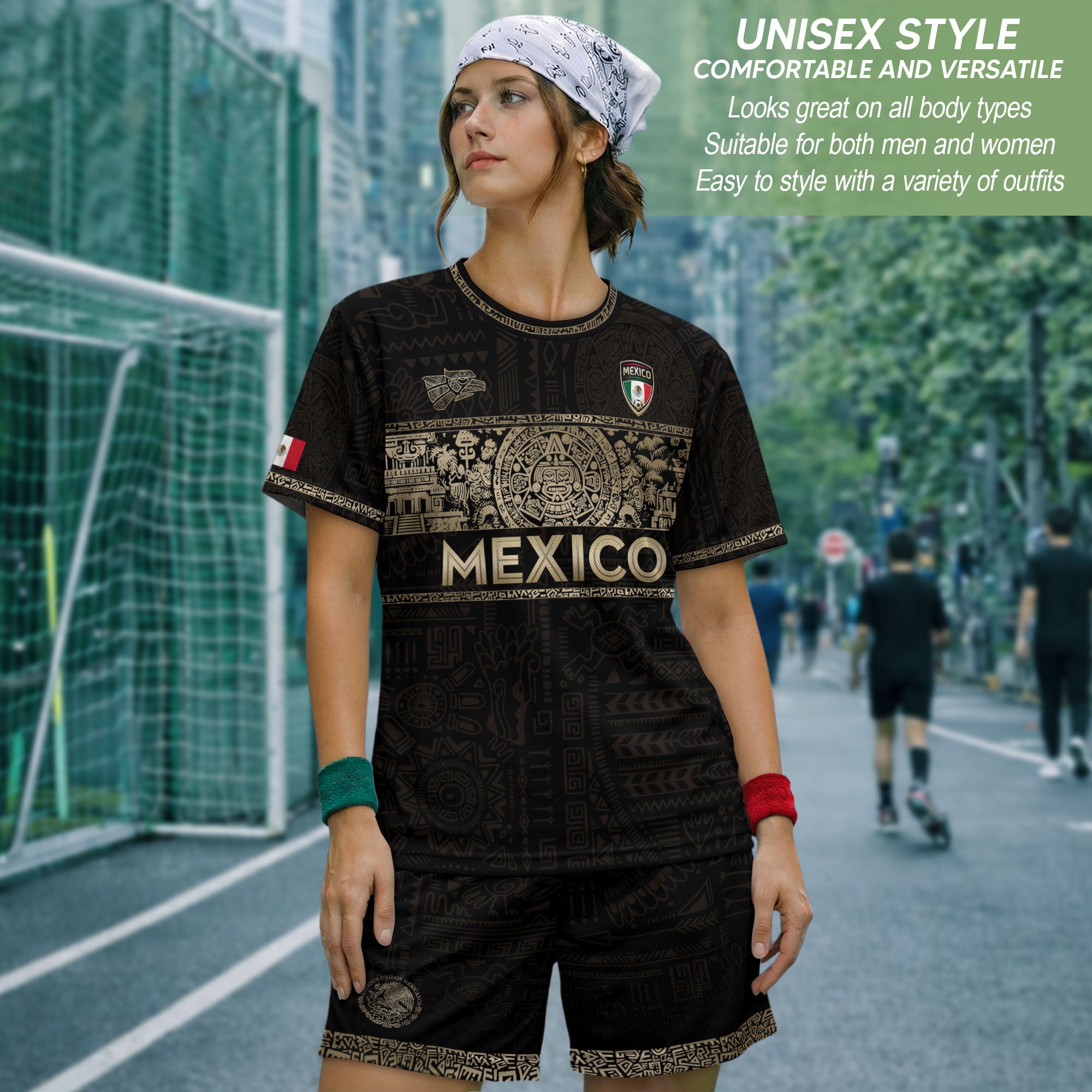Mexico National Pride Soccer Jersey Black Gold, Cultural Identity Collection