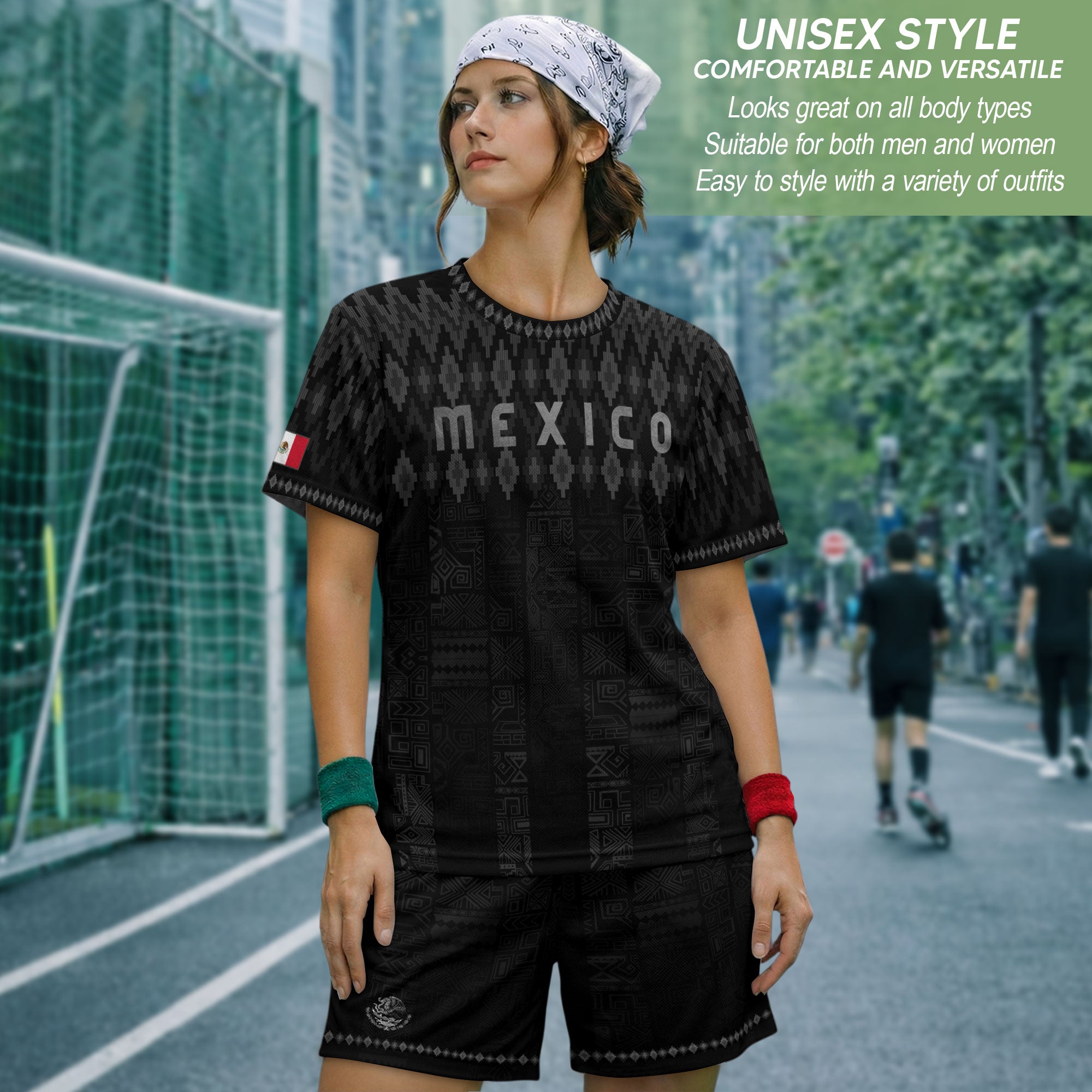 Mexico Heritage Orgullo Mexicano Black Silver Traditional Pattern Eagle Soccer Jersey