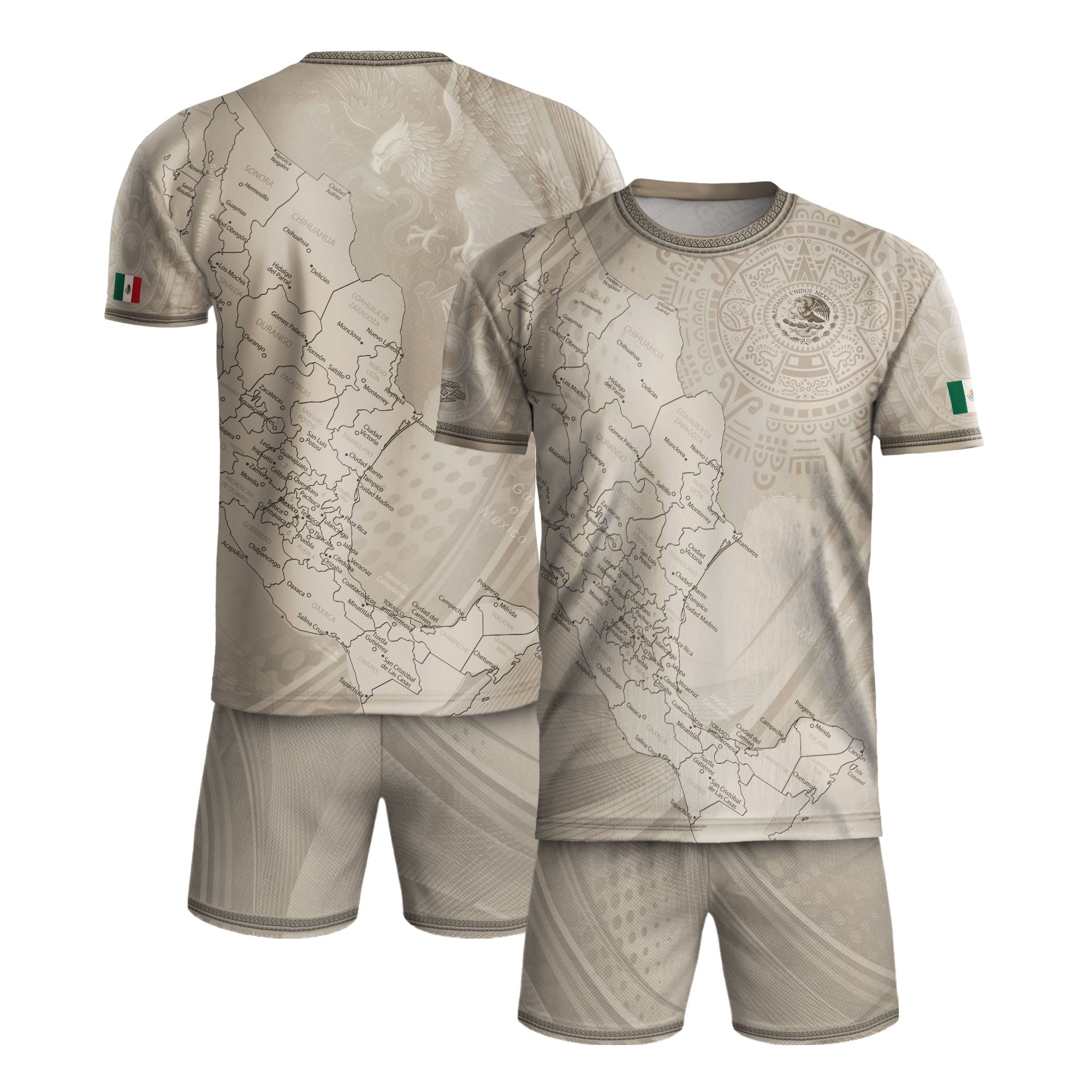 Mexico Beige Map Design Aztec Heritage Pride Soccer Jersey