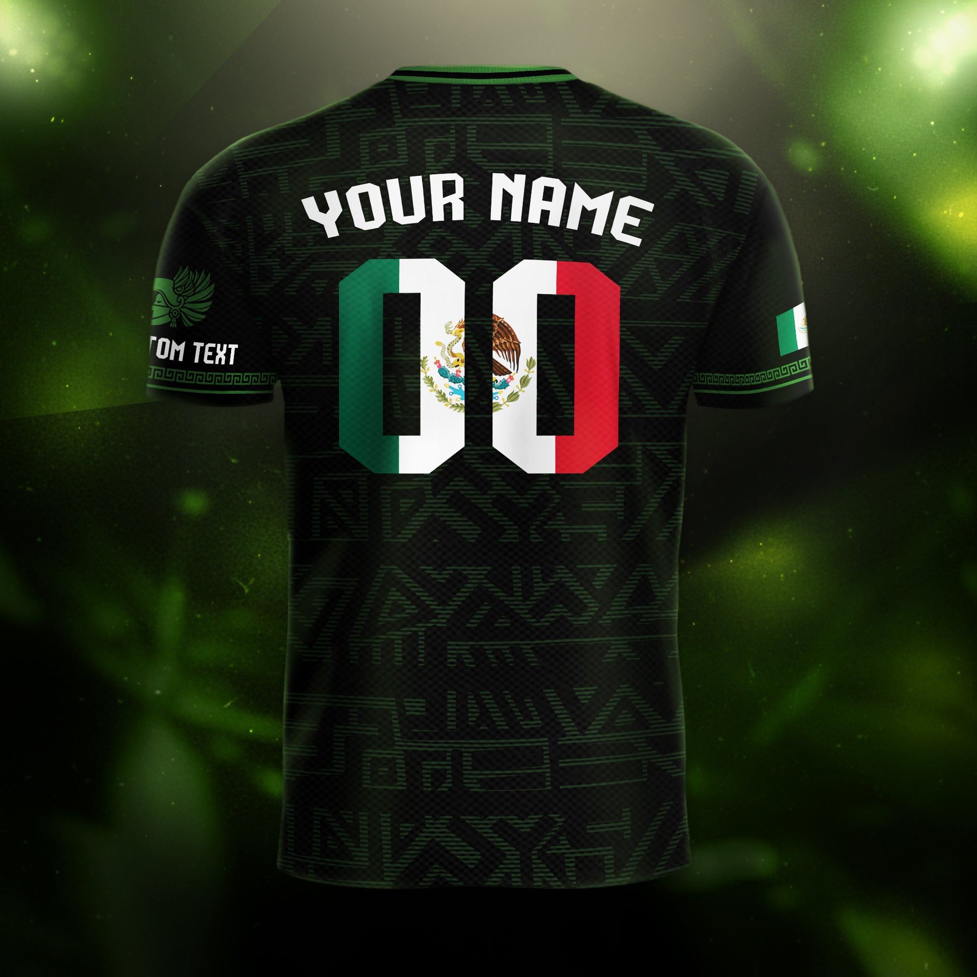 Custom Mexico Black Eagle and Snake Soccer Jersey