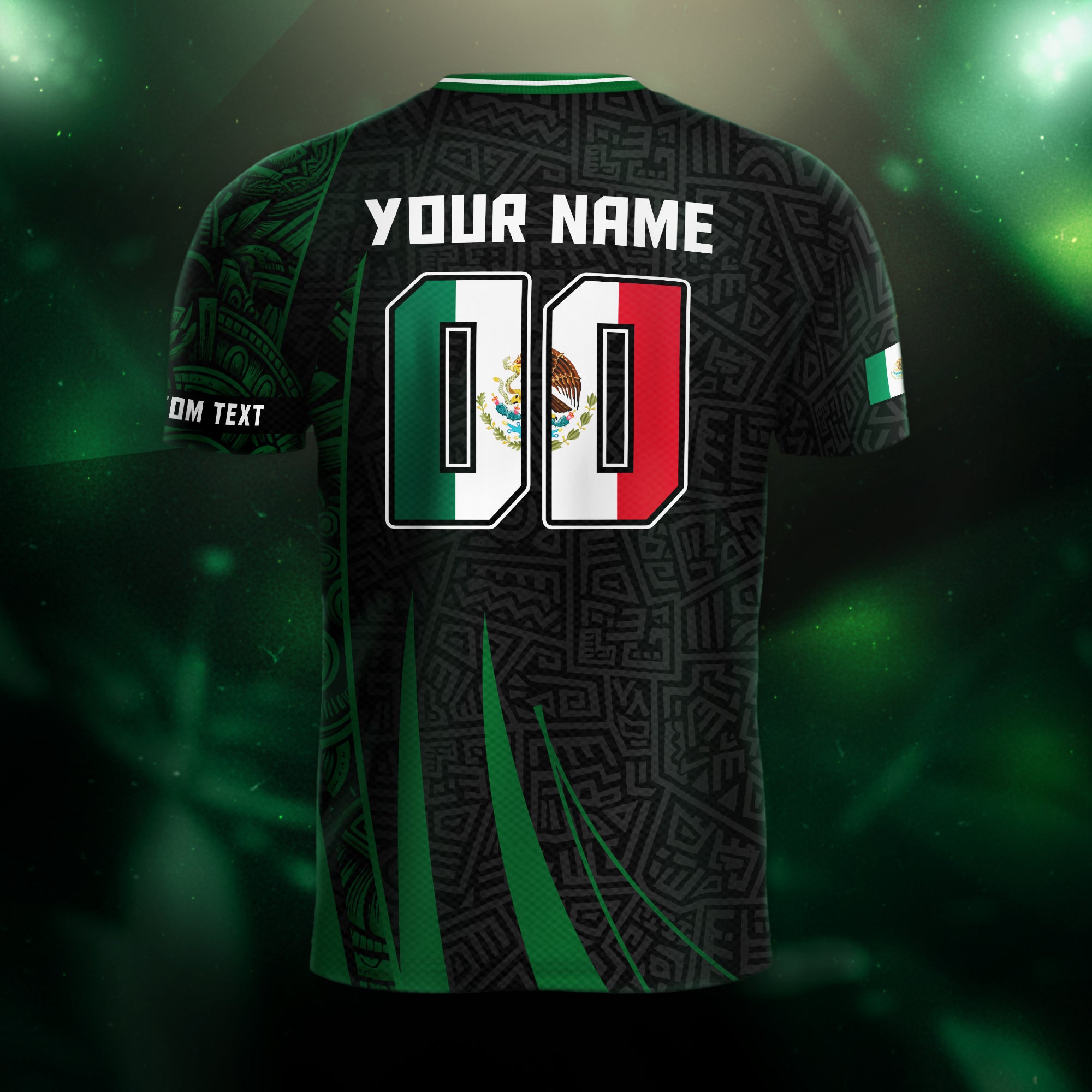Custom Mexico Aztec Green Stripes Soccer Jersey