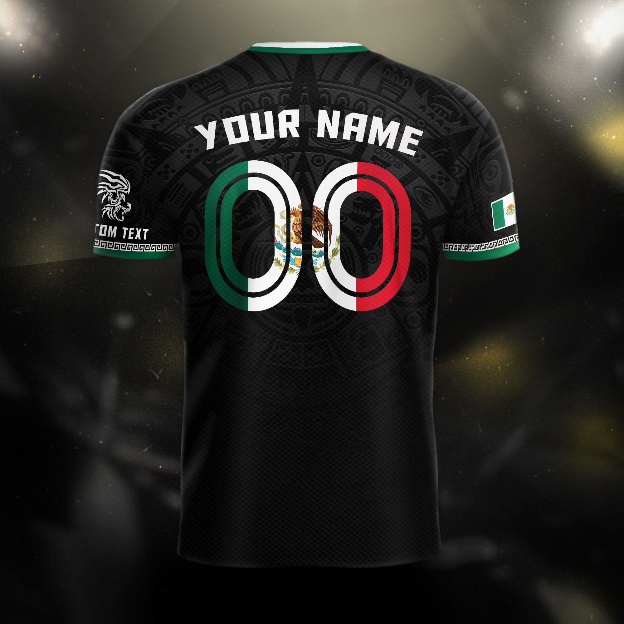Custom Mexico Aztec Eagle Soccer Jersey Black Heritage Edition
