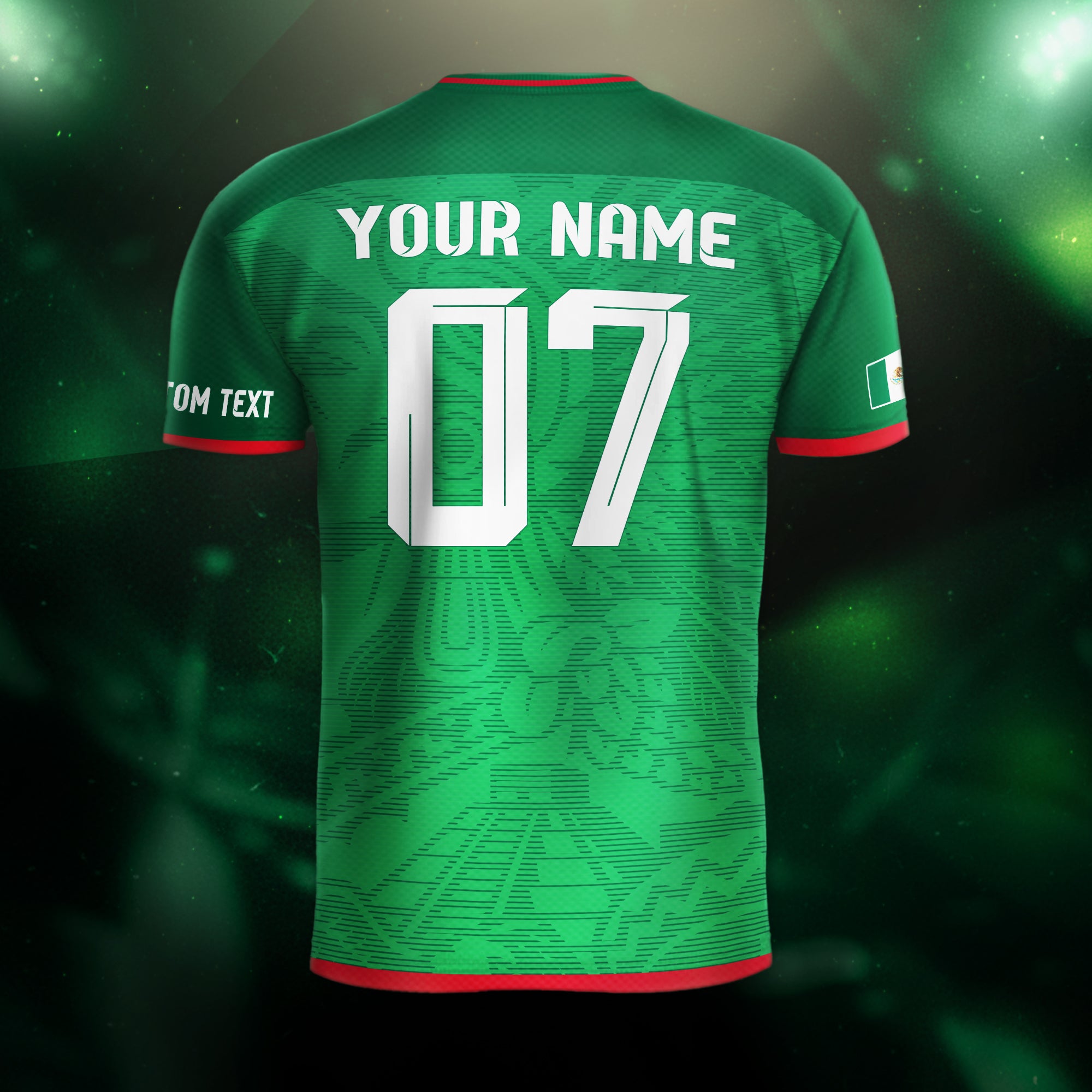 Custom Mexico Green Aztec Pattern Crest Design Soccer Jersey