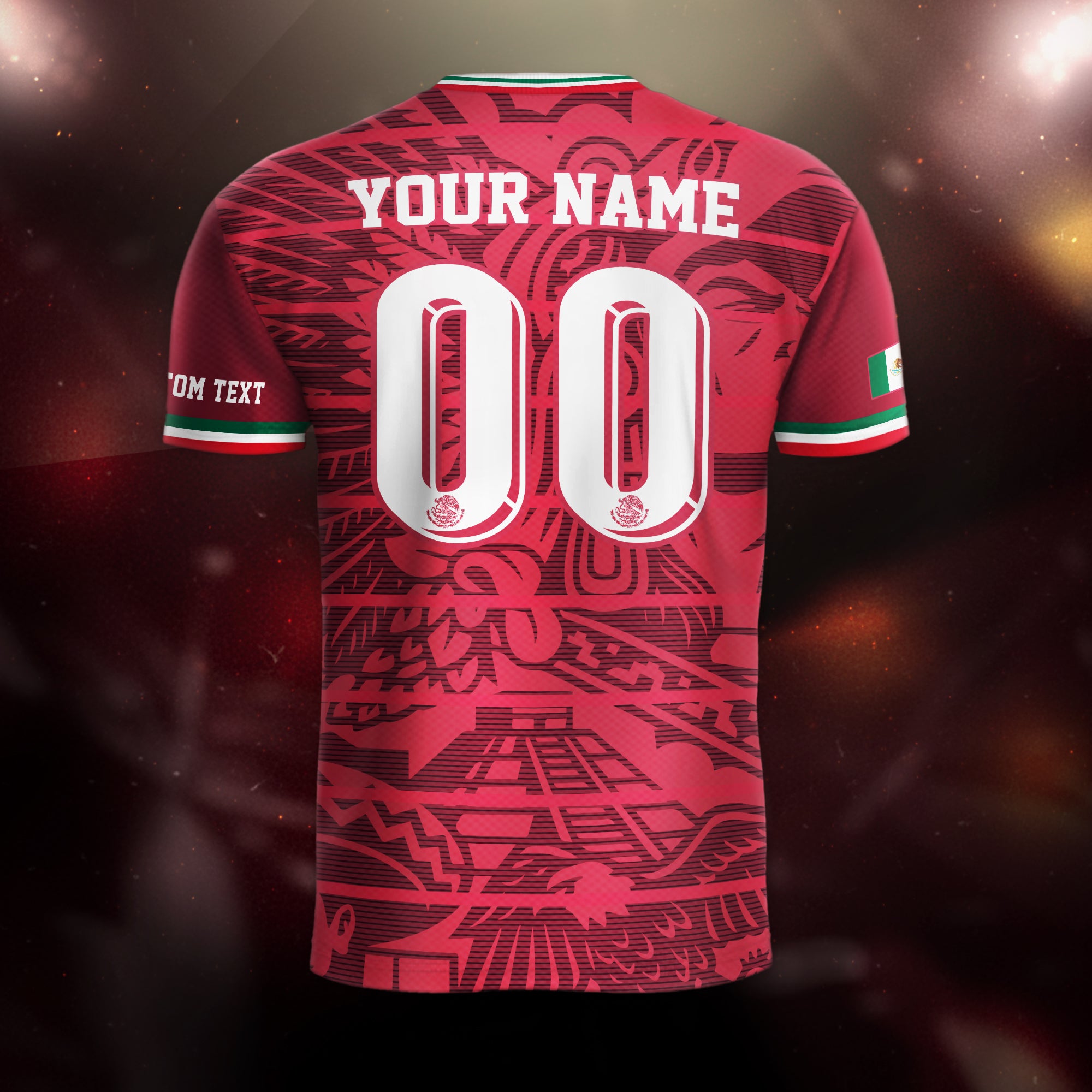 Custom Mexico Burgundy Aztec Pattern Design Soccer Jersey