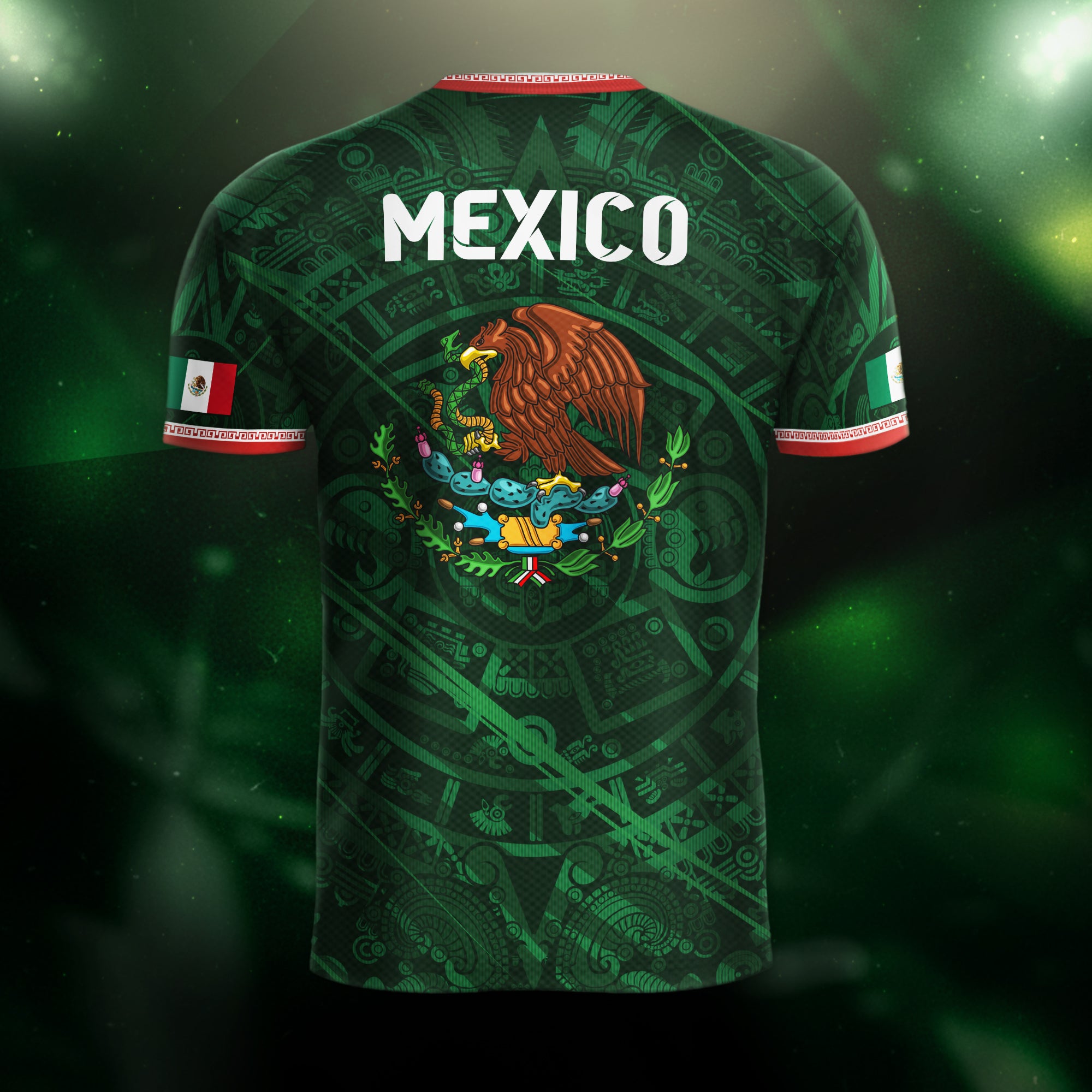 Mexico Green Aztec Calendar National Emblem Soccer Jersey