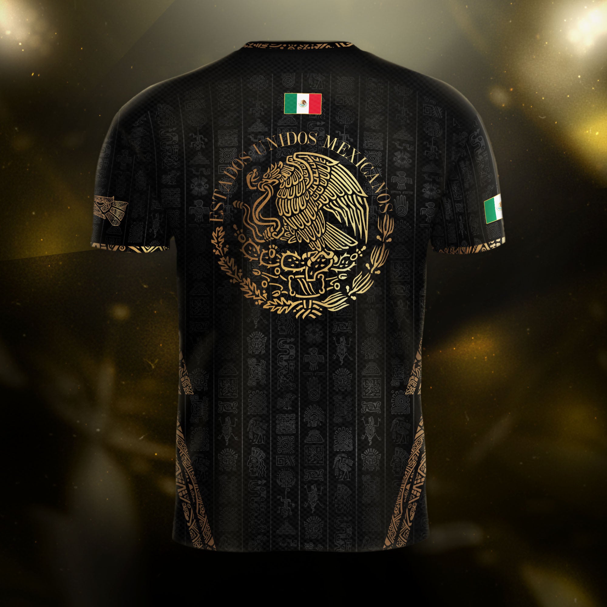 Mexico Black Gold Eagle Emblem Heritage Soccer Jersey