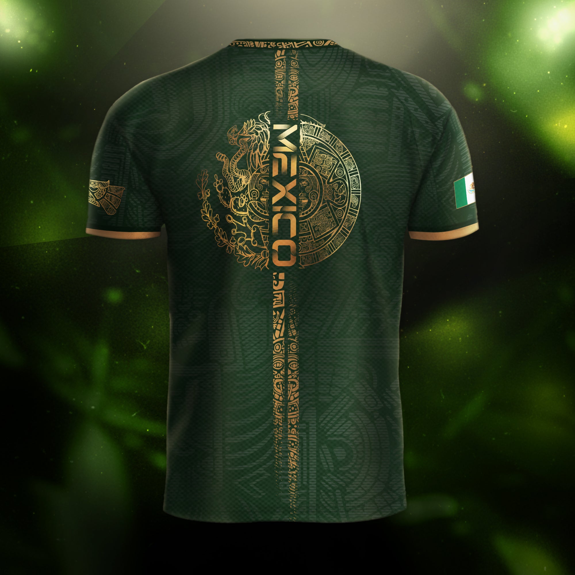 Mexico Green Gold Eagle Aztec Heritage Soccer Jersey