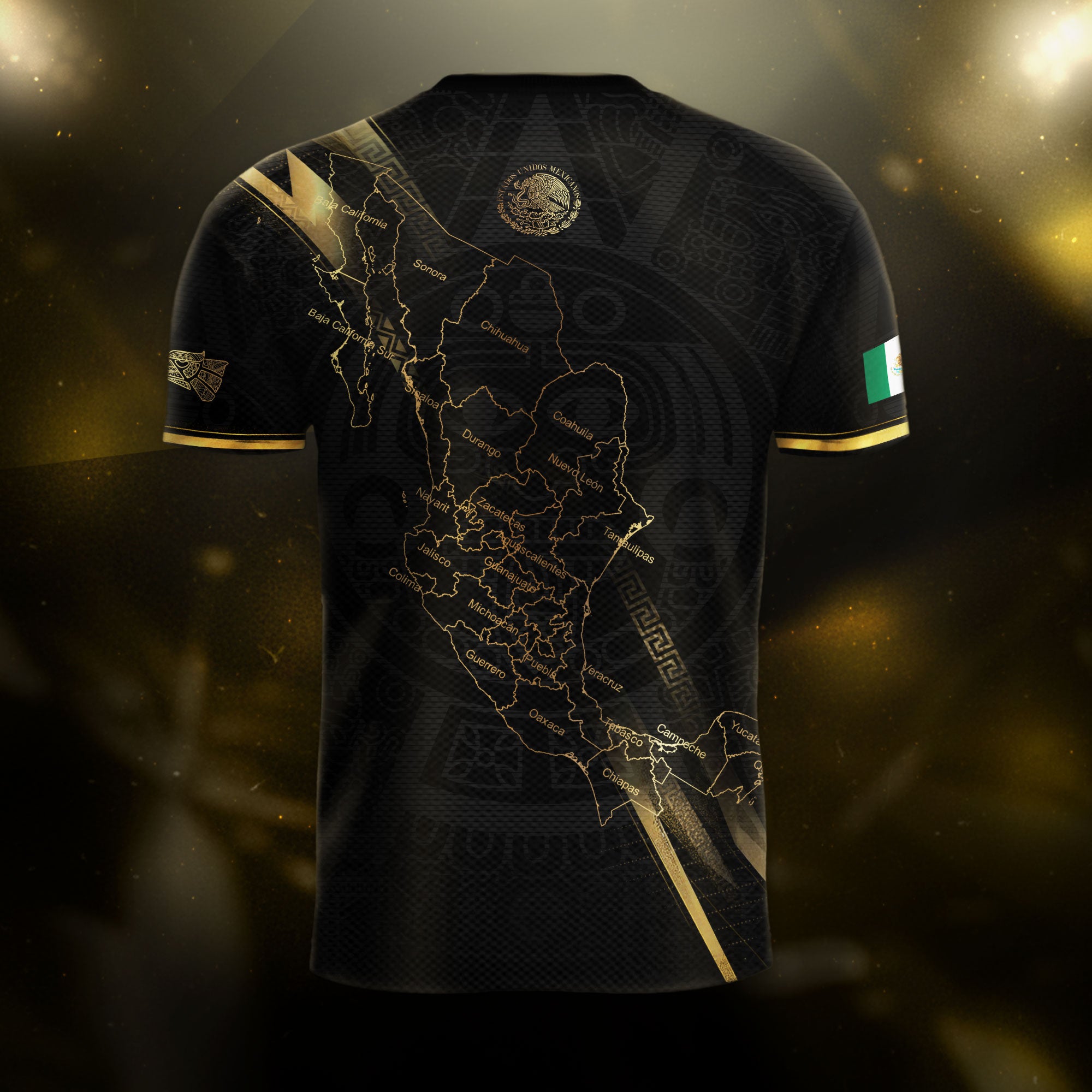 Mexico Black Gold Lightning Map Heritage Soccer Jersey