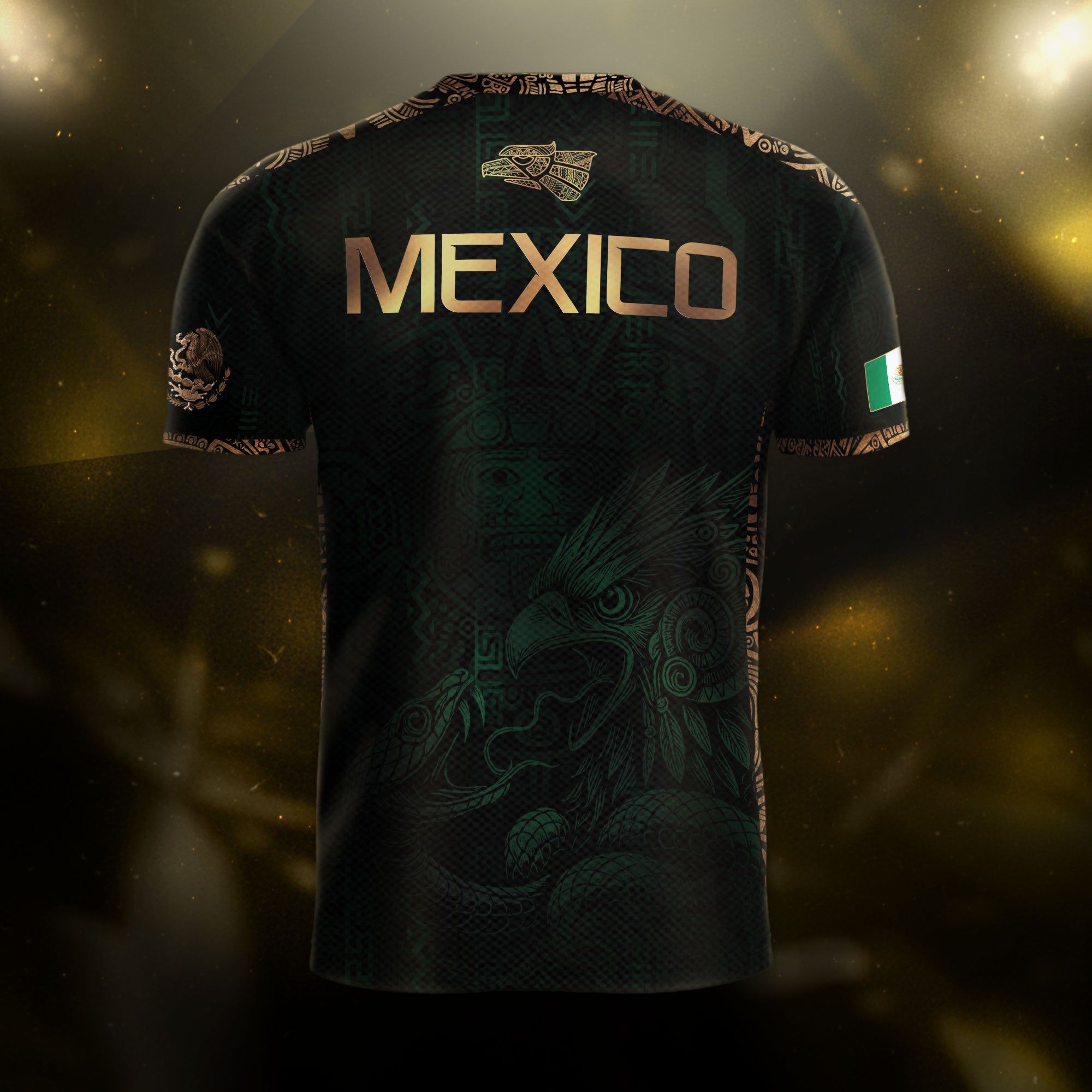Camiseta de fútbol del Guerrero Águila Azteca Verde y Dorado de México