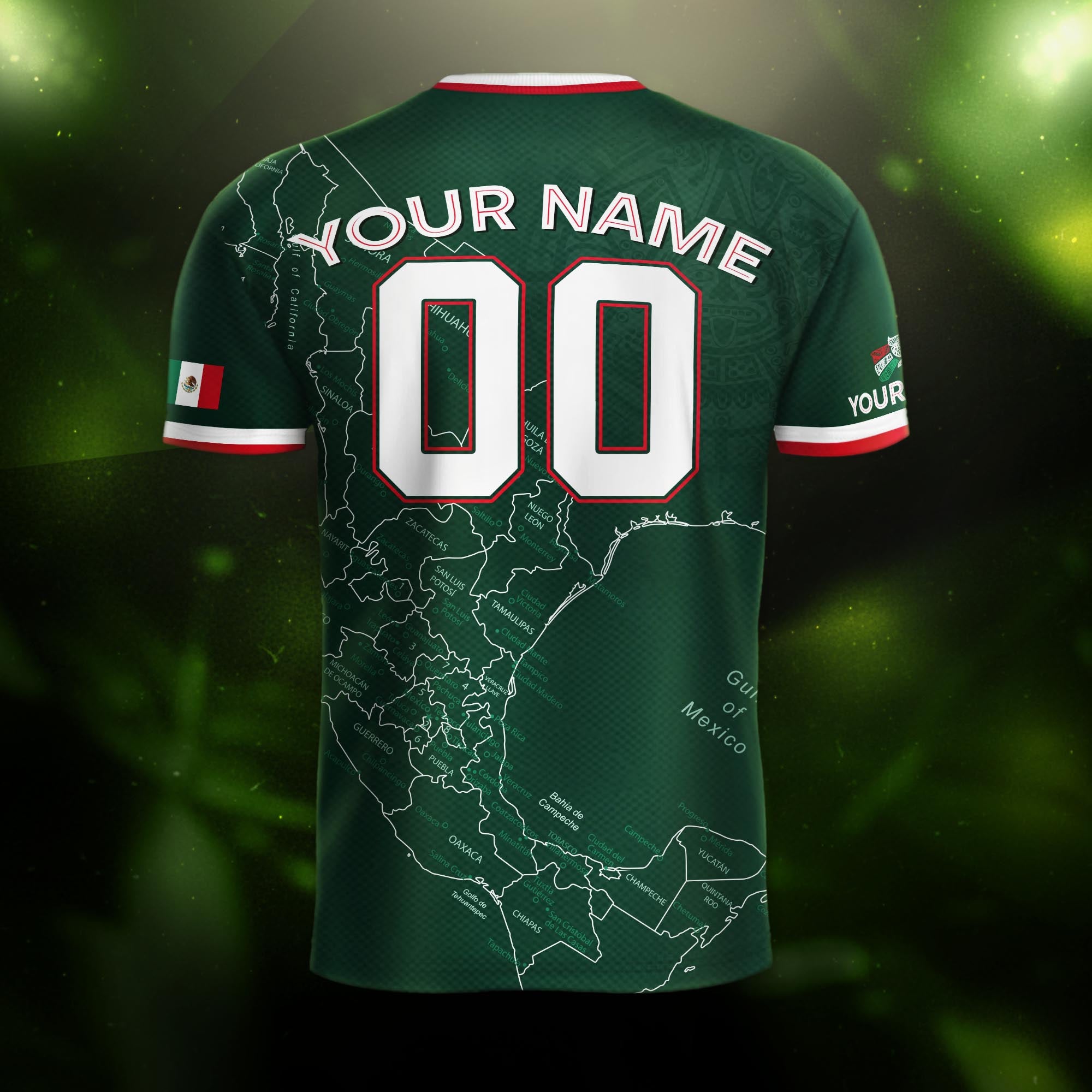 Custom Mexico Green Soccer Jersey with Flag Accents and Map Heritage Design