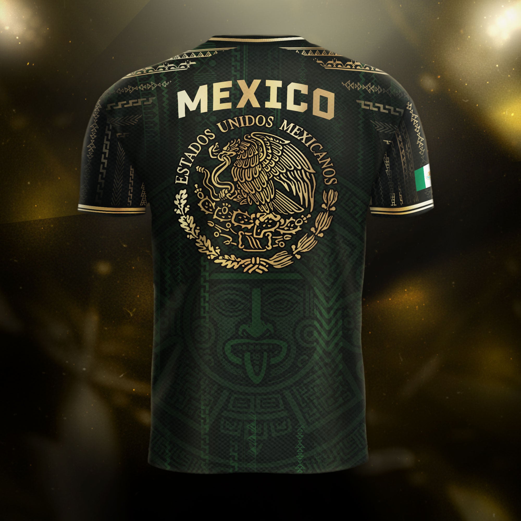 Mexico Green Gold Aztec Sun God Heritage Soccer Jersey