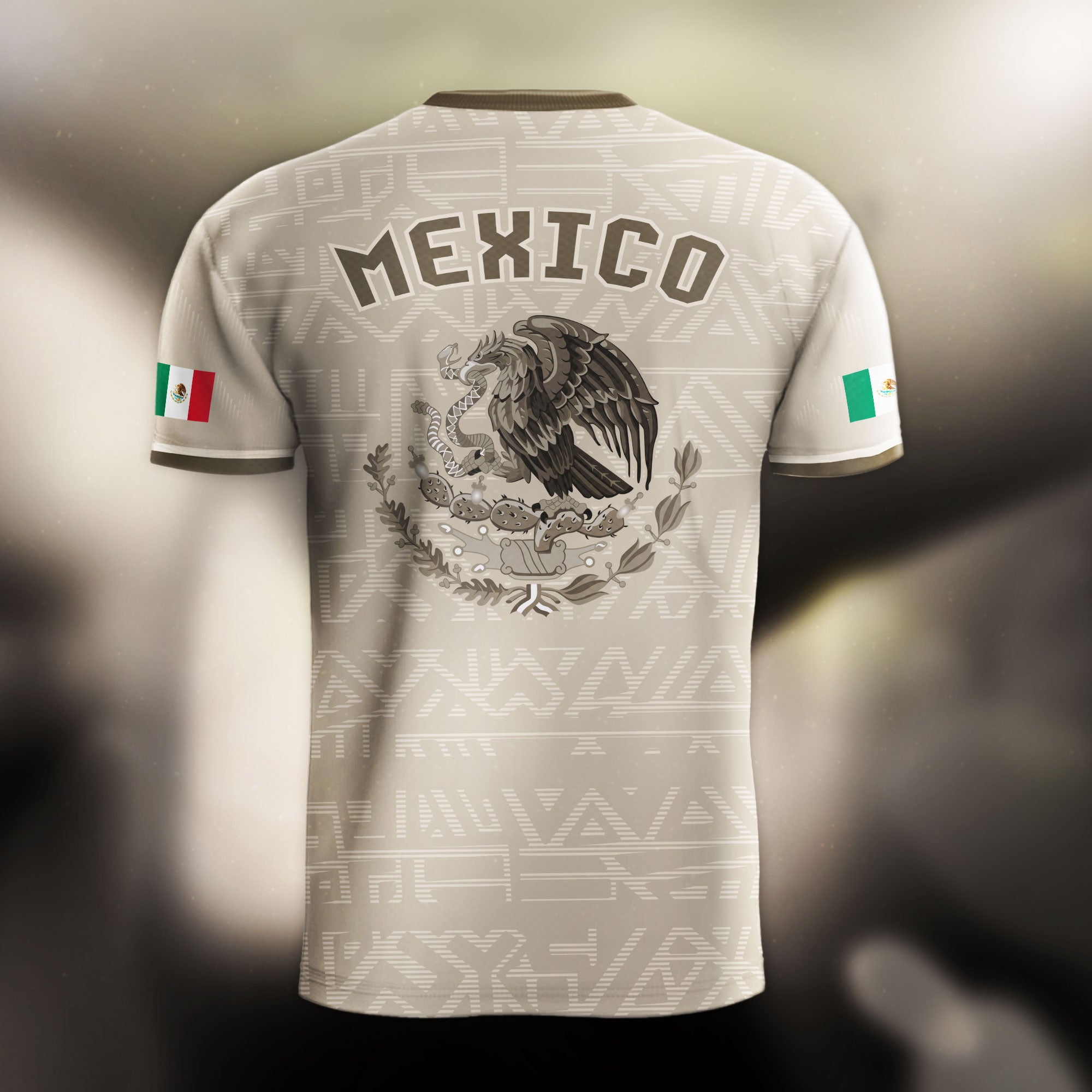 Mexico Beige Aztec Eagle Coat of Arms Soccer Jersey