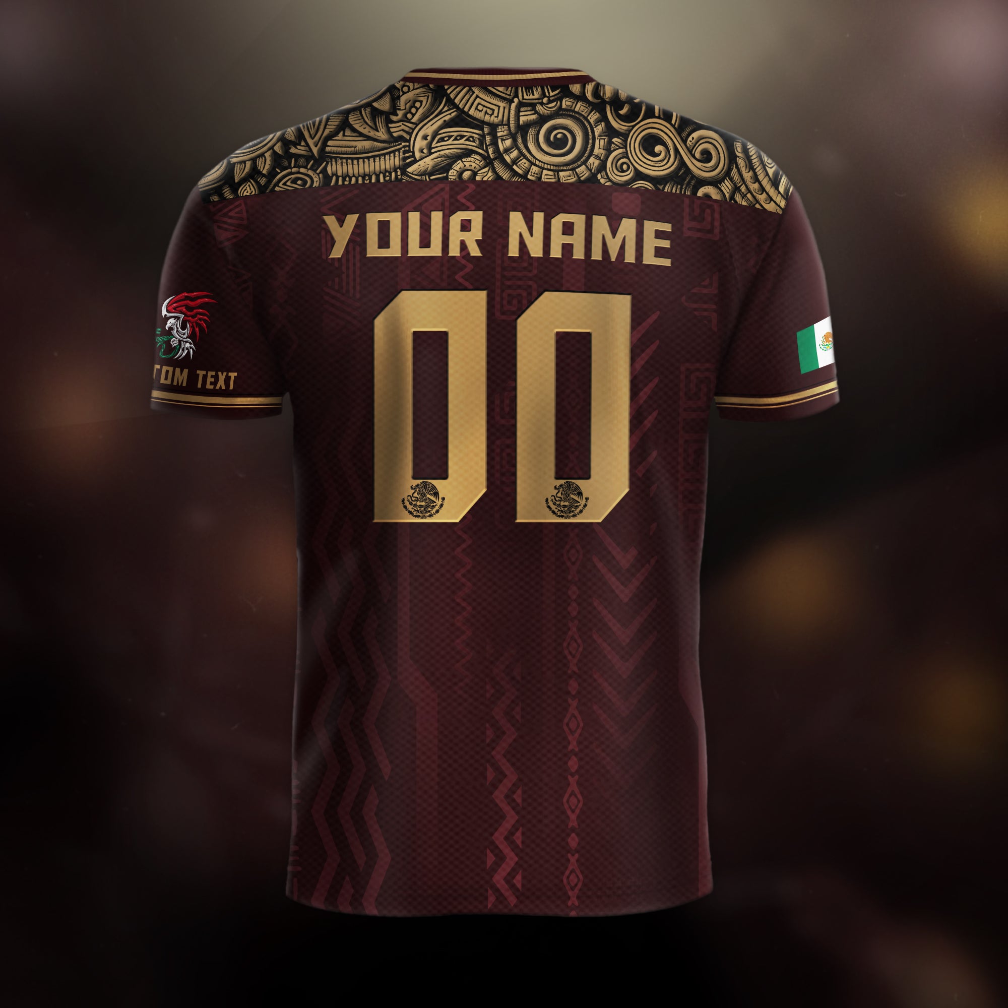 Custom Mexico Aztec Heritage Soccer Jersey Gold Eagle Pride Roots Design Shirt