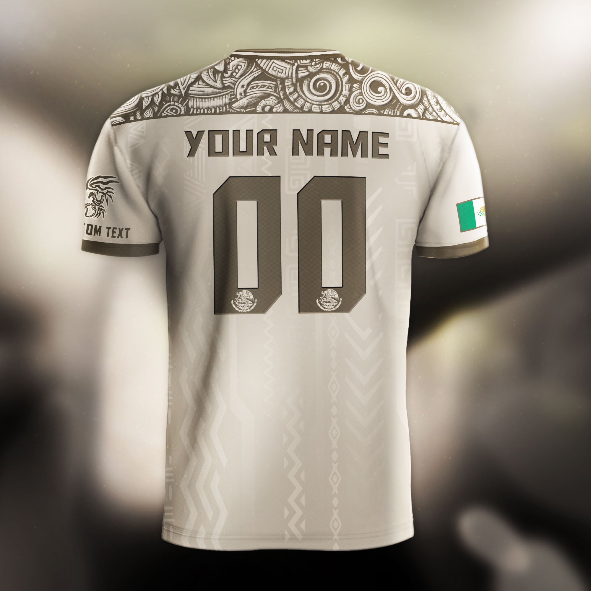 Custom Mexico Aztec Heritage Soccer Jersey Beige Eagle Pride Culture Roots Shirt