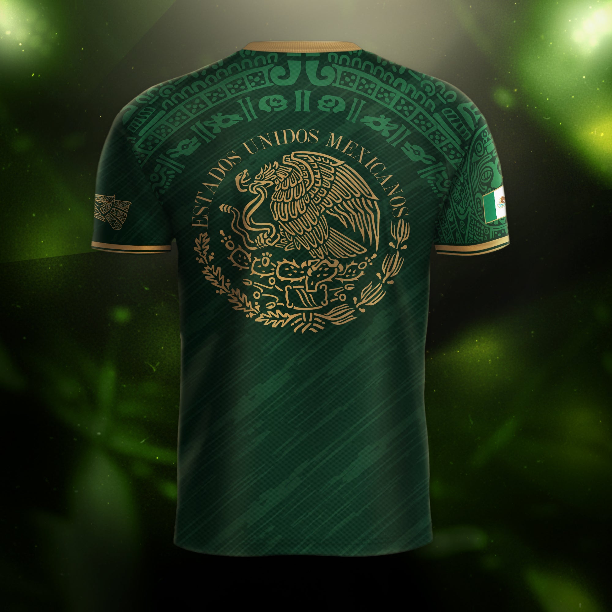 Mexico Green Gold Aztec Calendar Heritage National Pride Jersey