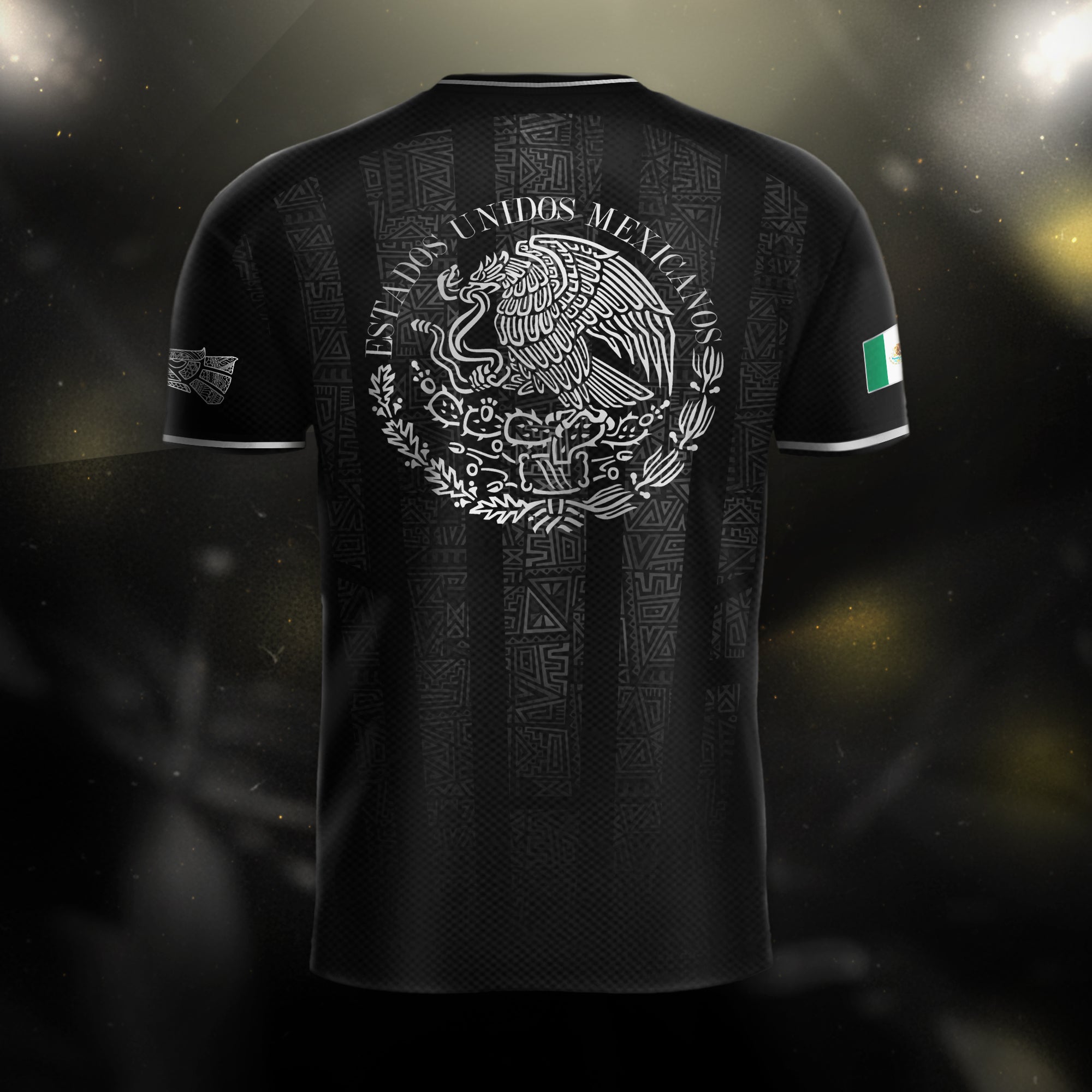 Mexico Black Silver Aztec Pattern Heritage Soccer Jersey