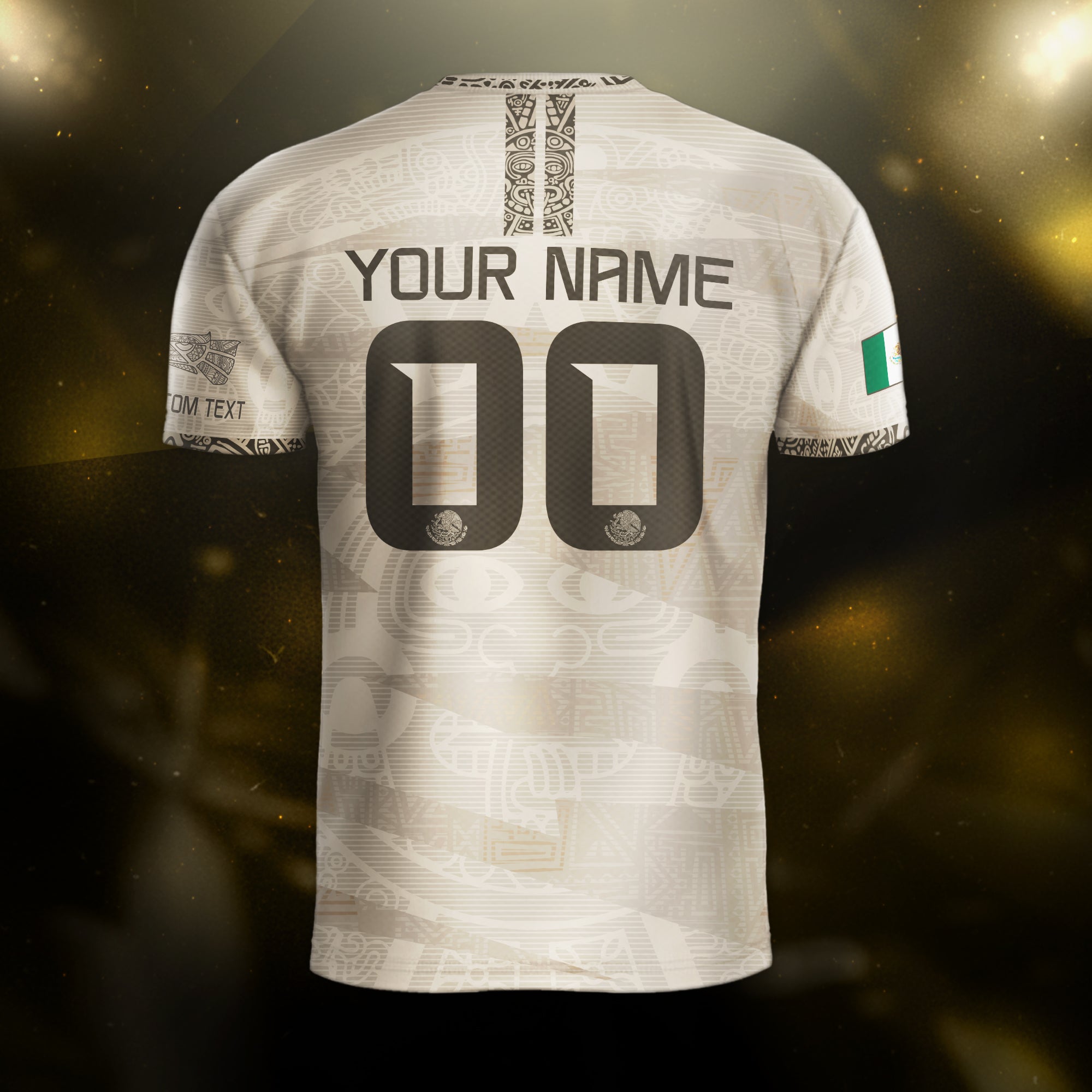 Custom Mexico Beige Aztec Pattern Soccer Jersey
