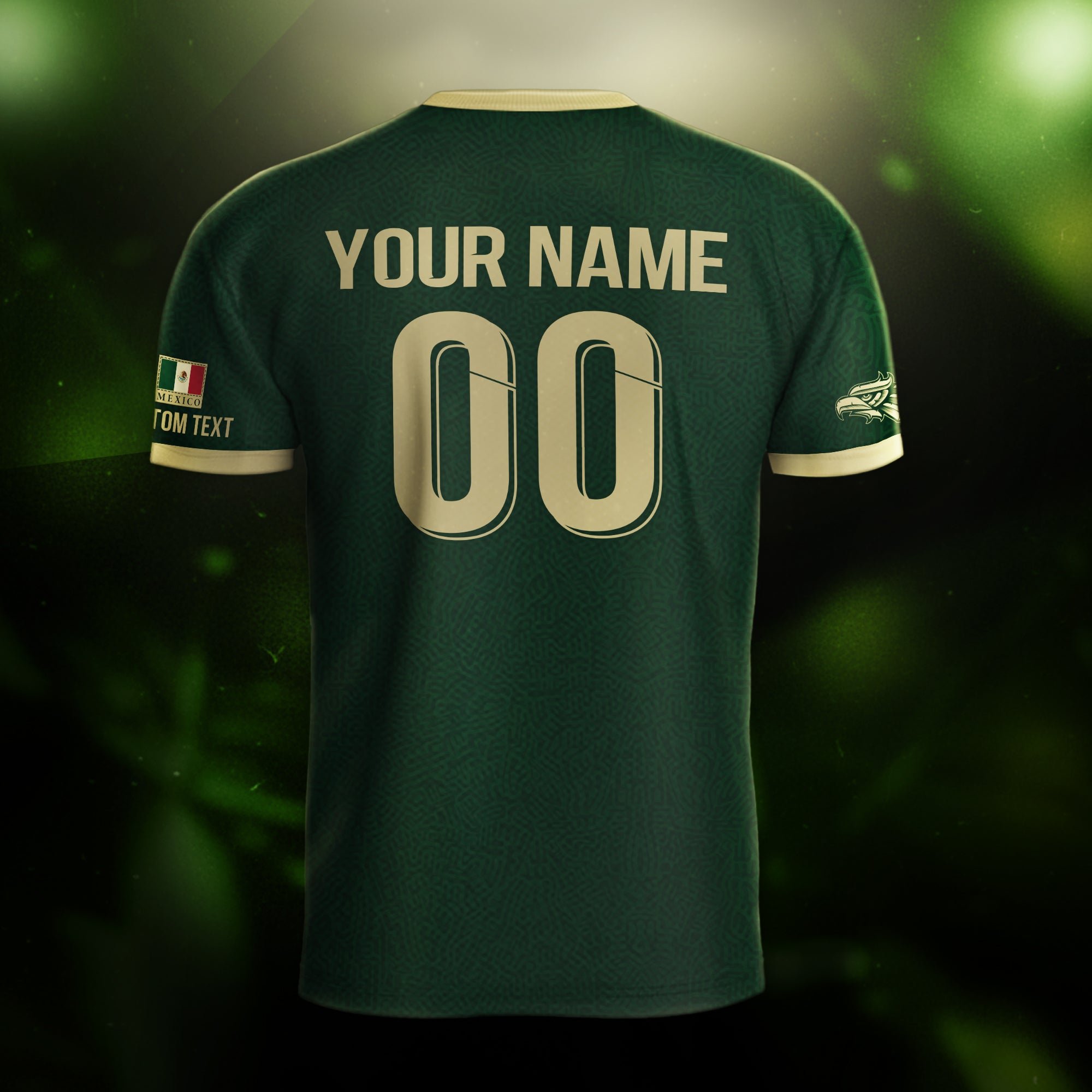 Custom Mexico Jersey Green Gold Our Lady of Guadalupe Design