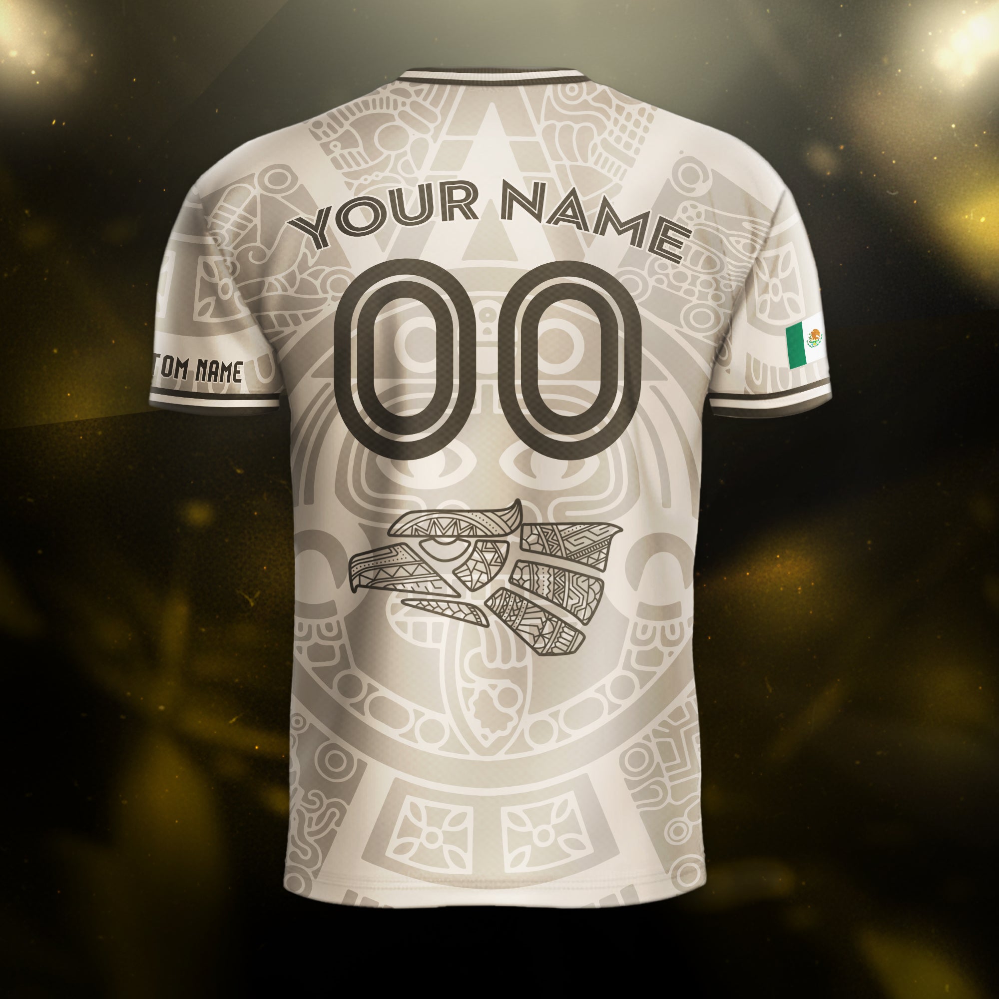 Custom Mexico Soccer Jersey Beige Brown Aztec Calendar Design