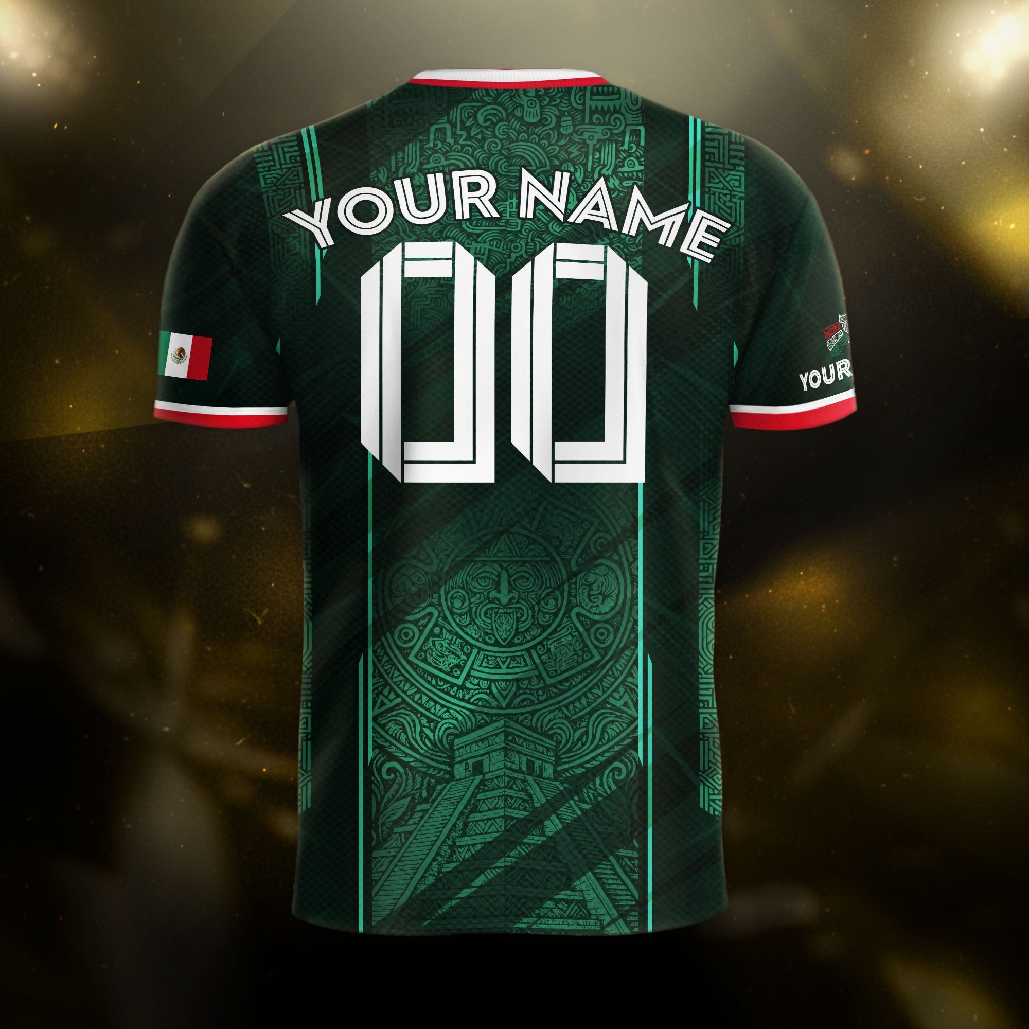 Custom Mexico Green Aztec Pyramid Soccer Jersey