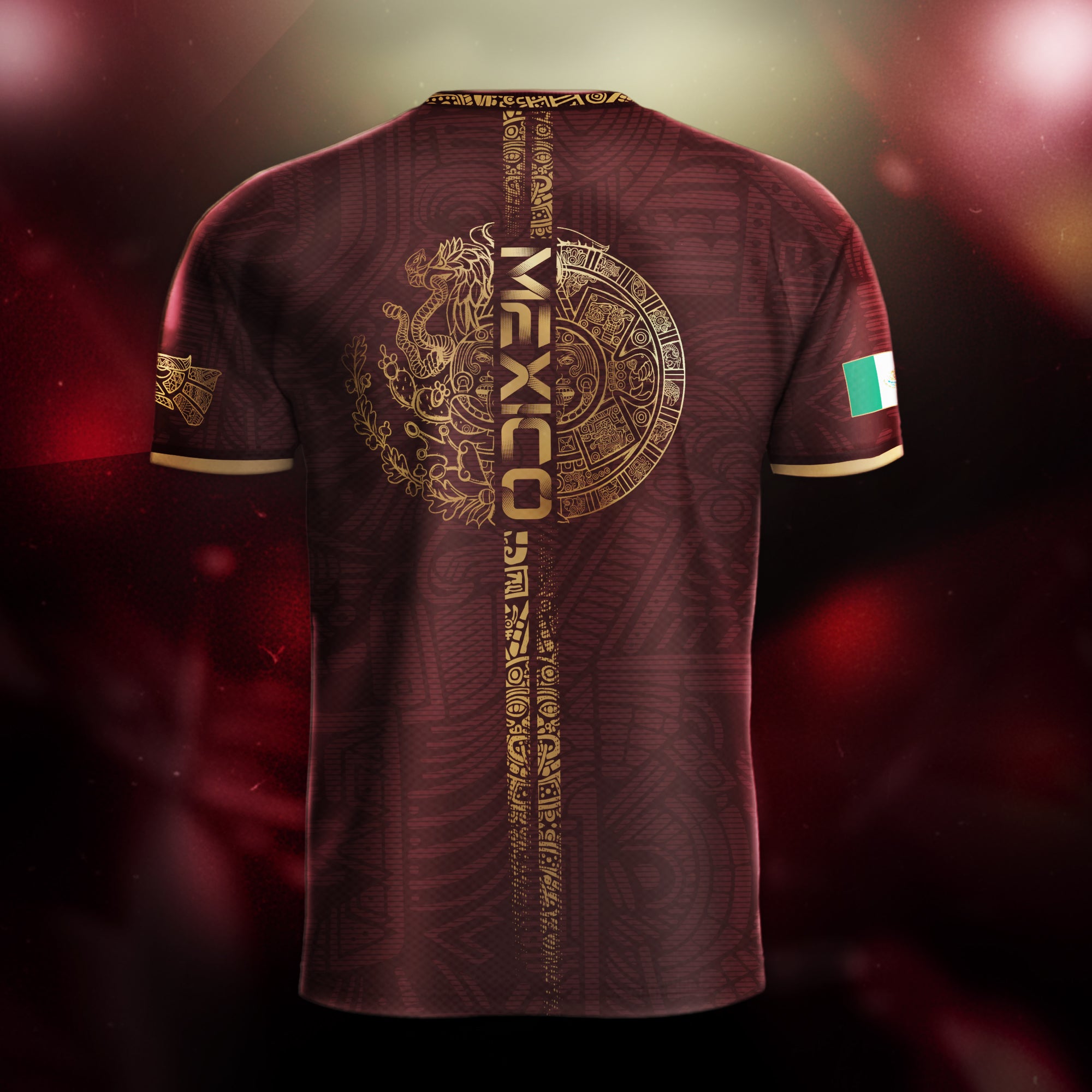 Mexico Burgundy Aztec Eagle Heritage Soccer Jersey
