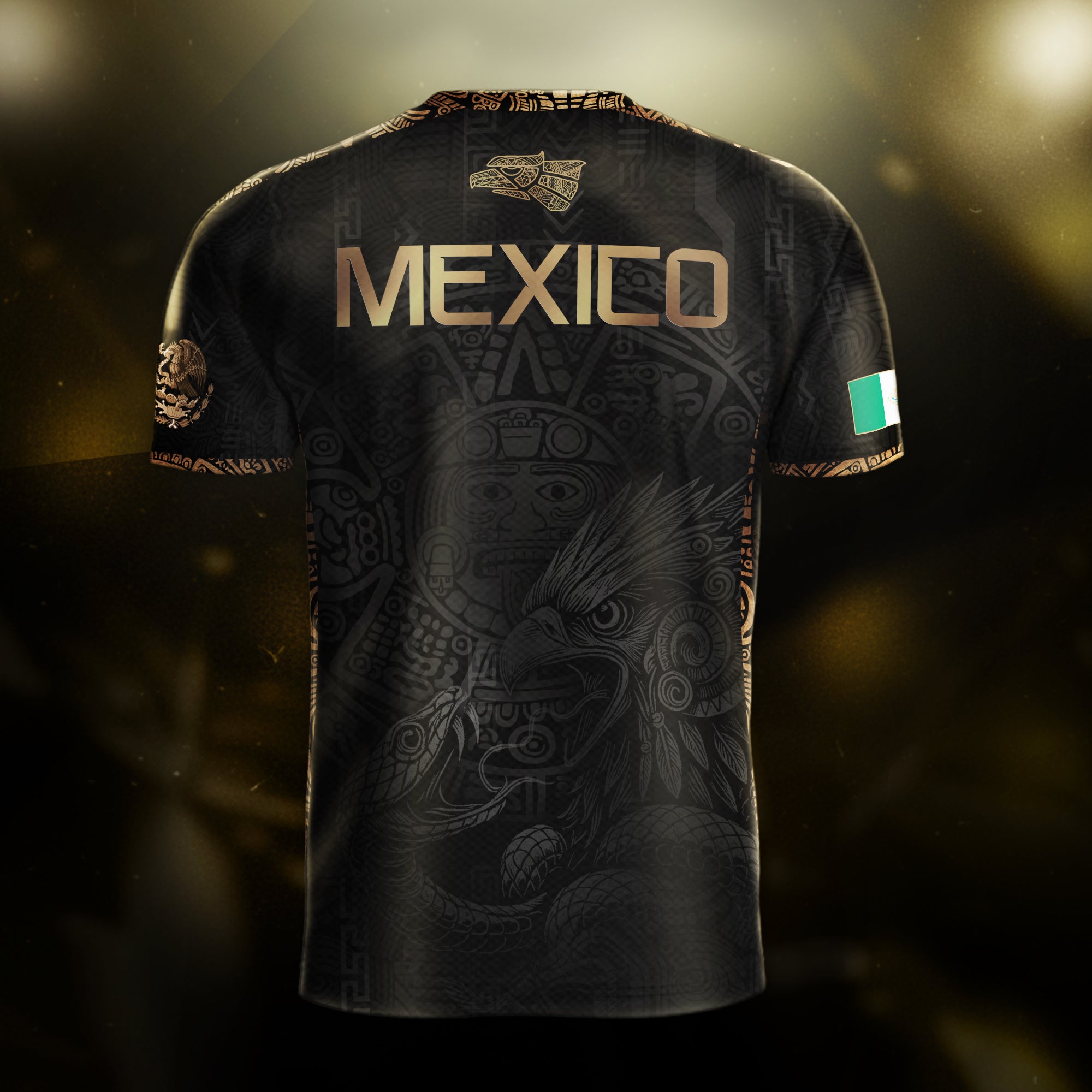 Mexico Black Aztec Sunstone Eagle Heritage Soccer Jersey