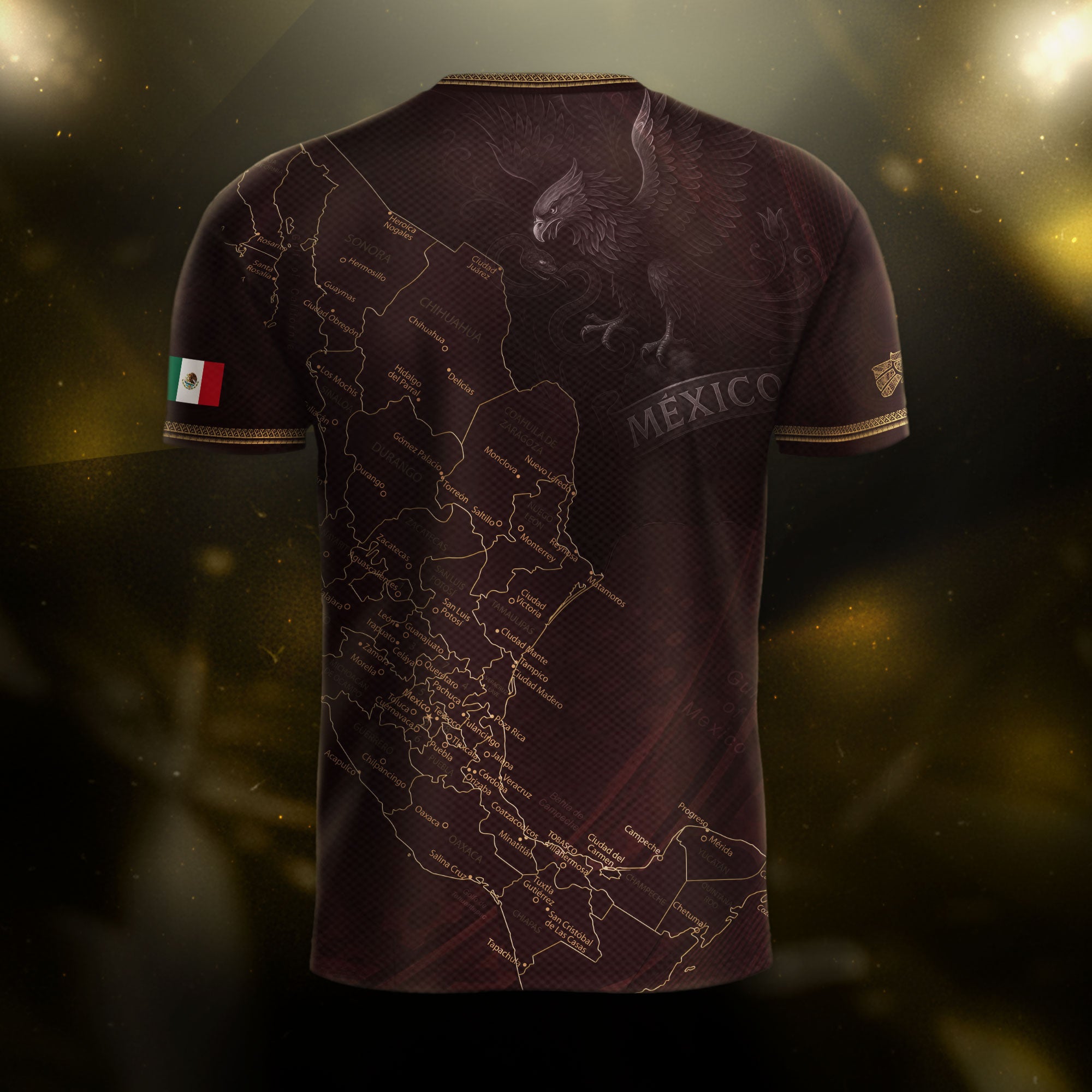 Mexico Burgundy Map Design Aztec Heritage Pride Soccer Jersey