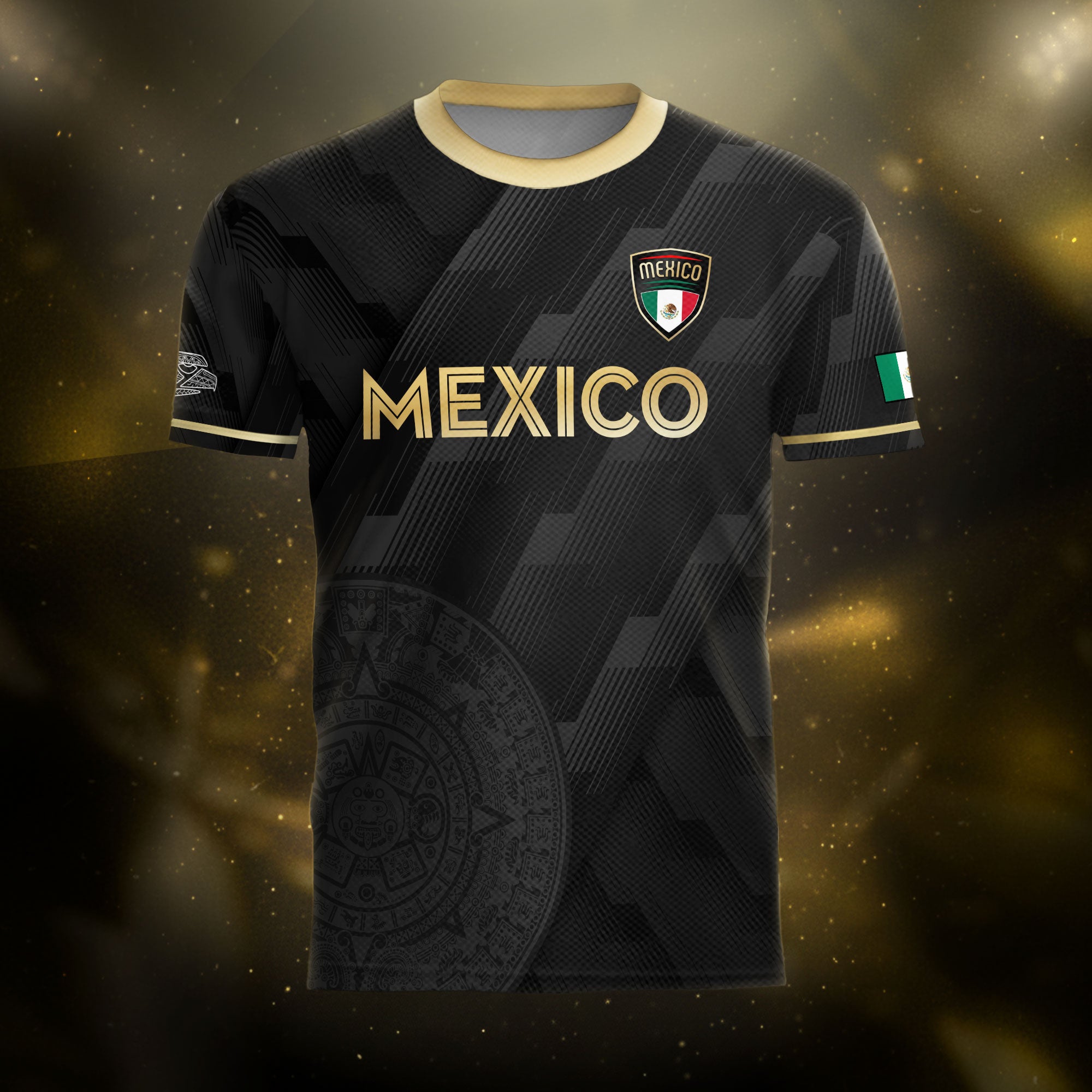 Mexico Soccer Jersey Black Style with Subtle Aztec Design