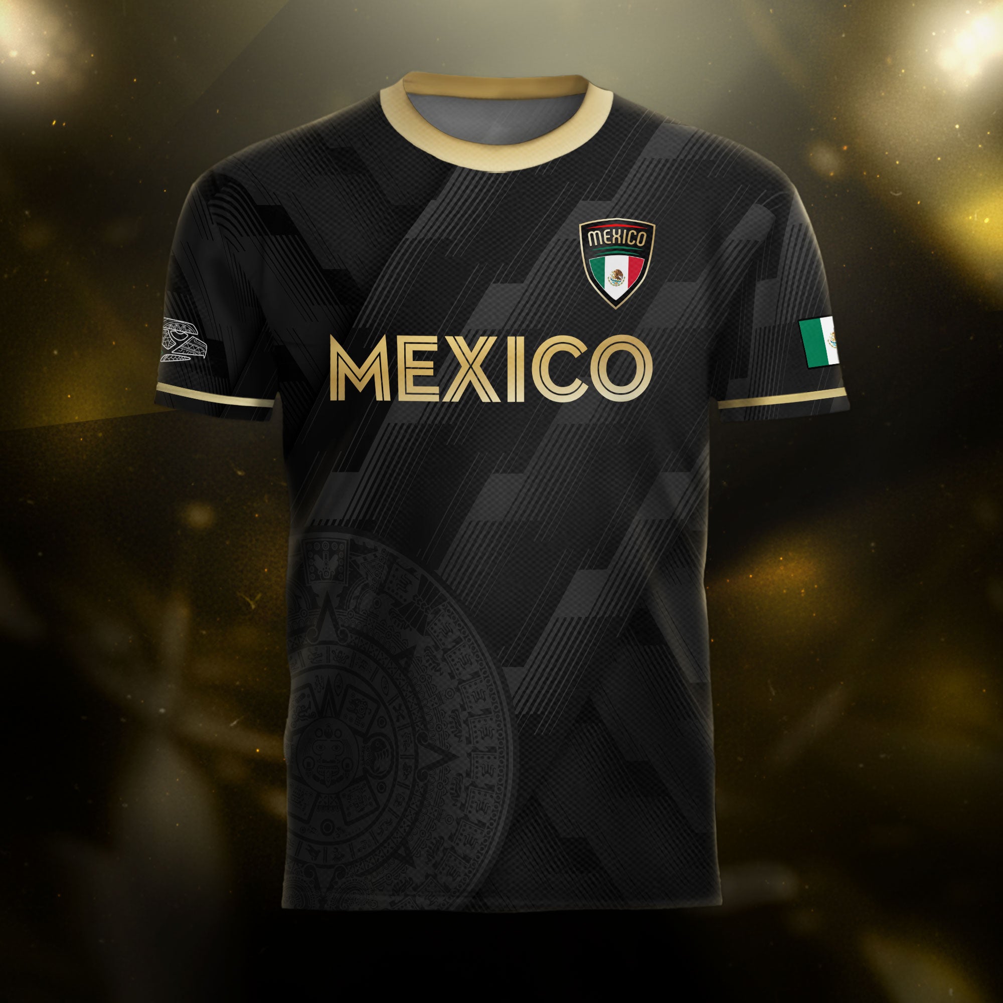 Mexico Soccer Jersey Black Style with Subtle Aztec Design